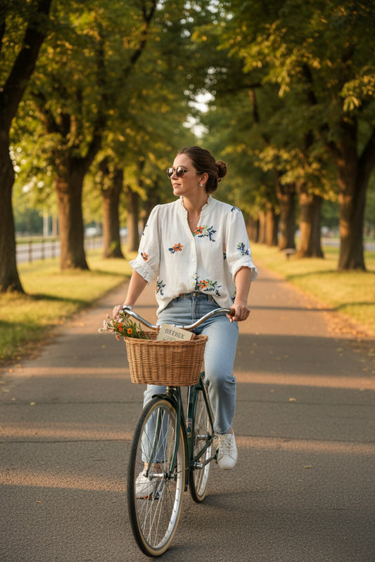Kindred Floral Embroidered White Button-Front Blouse