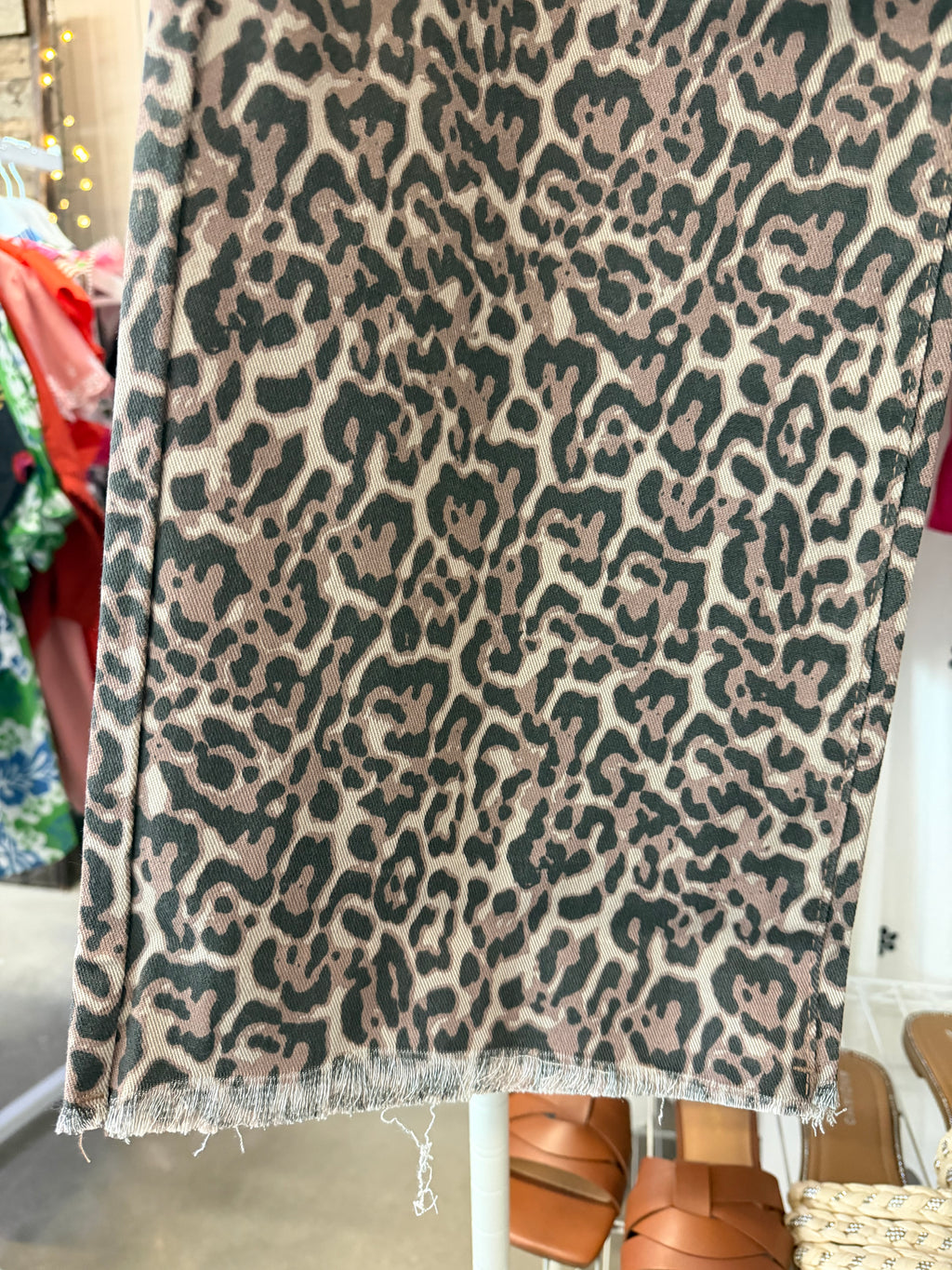 Leopard Print Wide Leg Pants - Taupe & Black