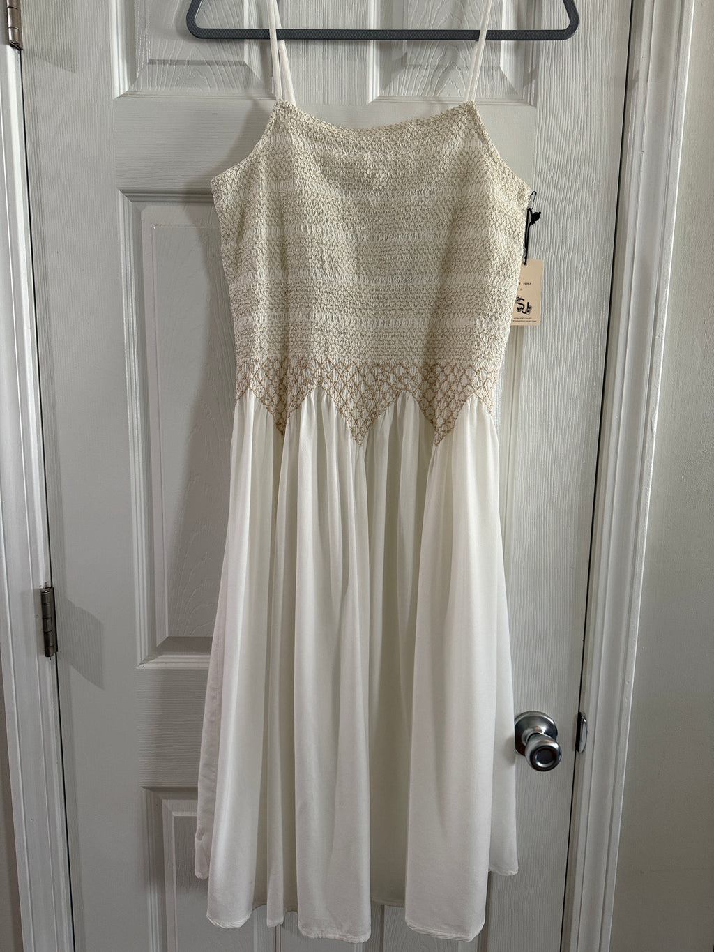 Sincerely Jules Cream Crochet Top Midi Dress