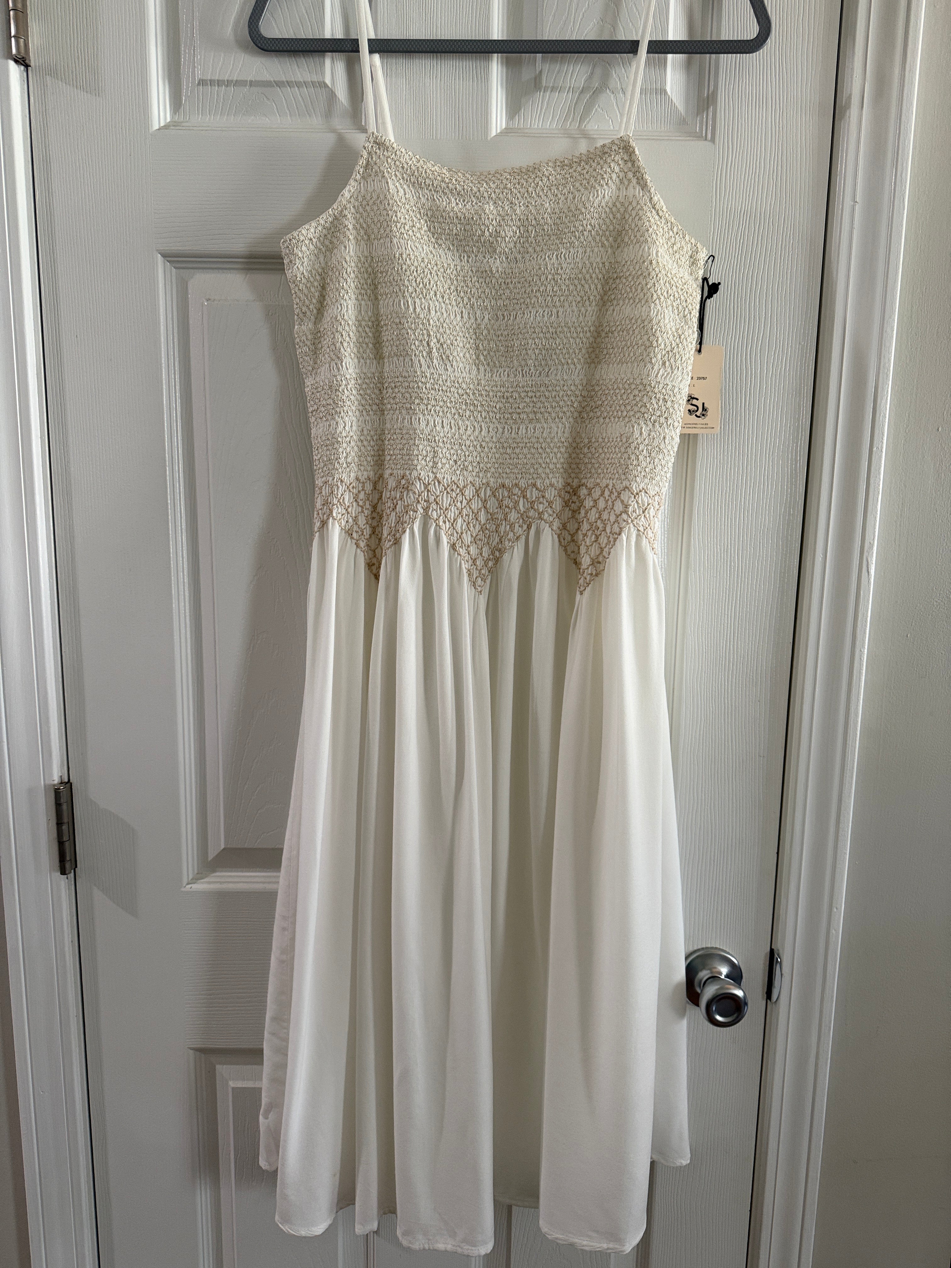 Sincerely Jules Cream Crochet Top Midi Dress