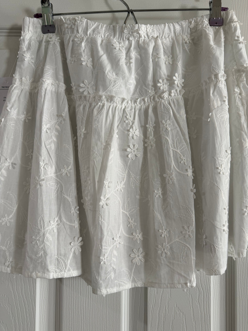 White Floral Eyelet Mini Skirt