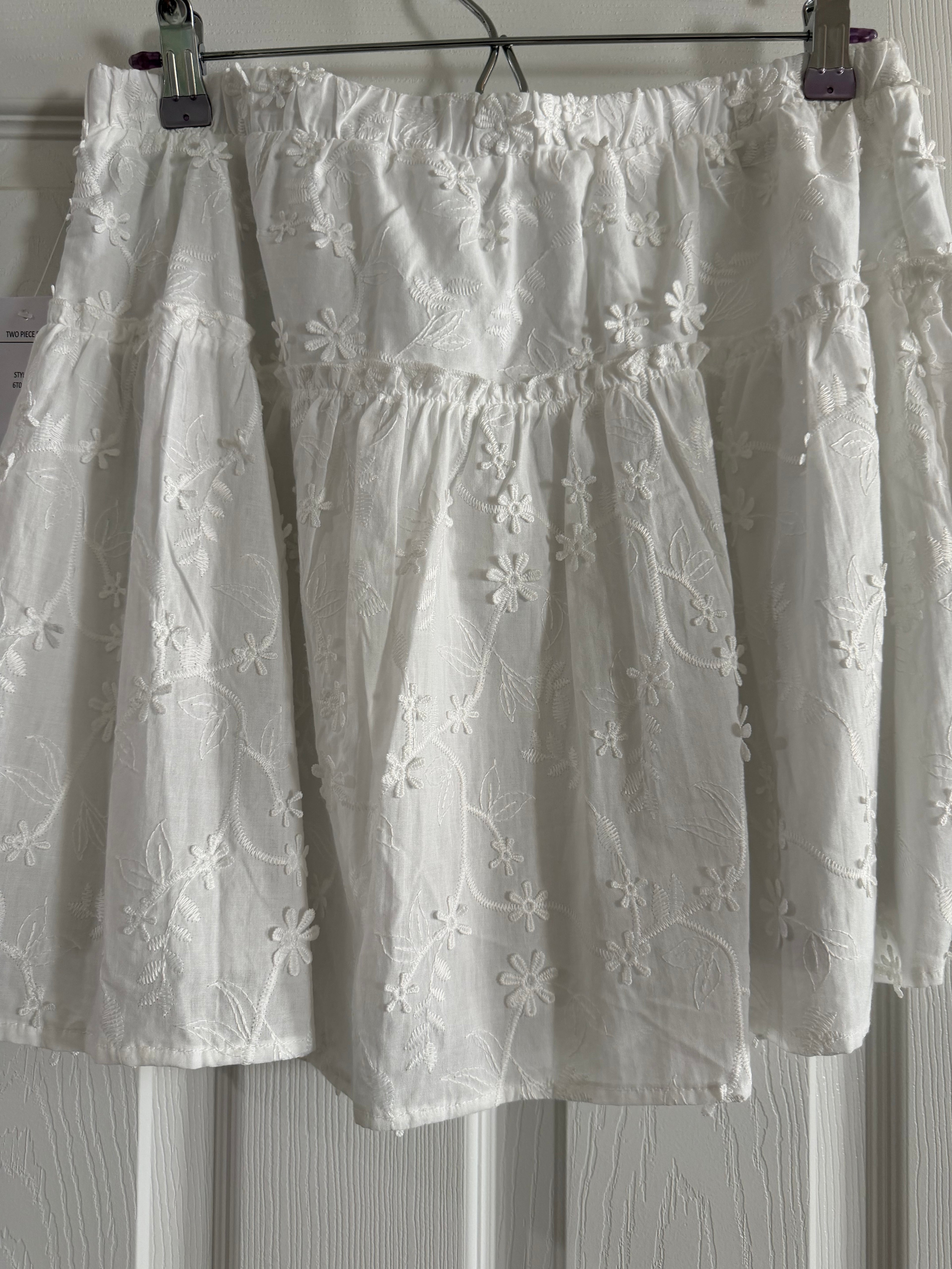 White Floral Eyelet Mini Skirt