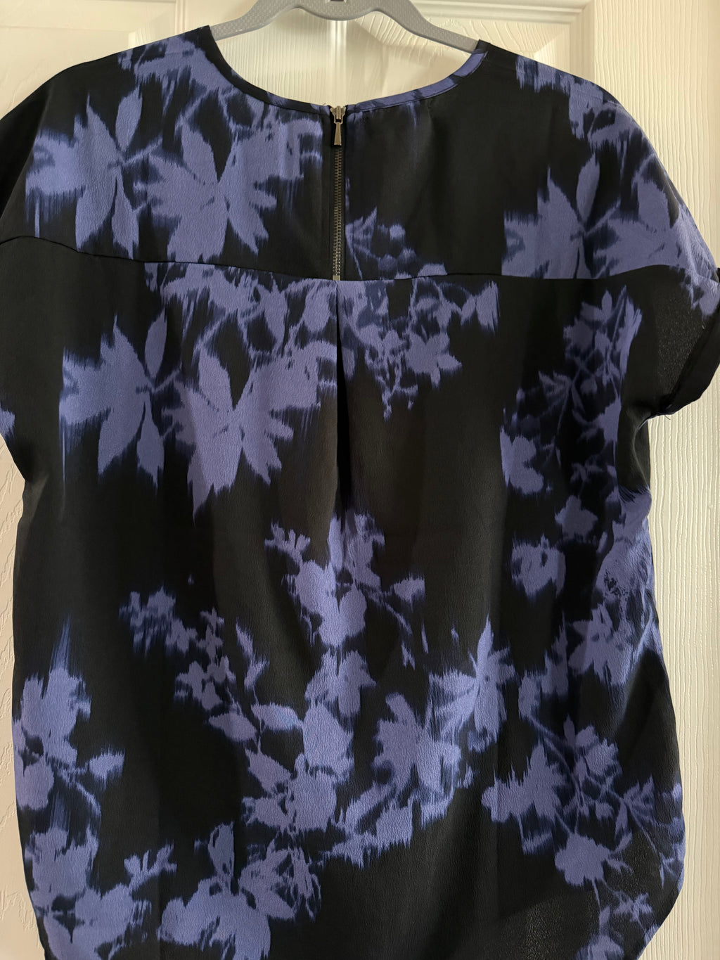Maurices Black and Blue Floral Short-Sleeve Blouse