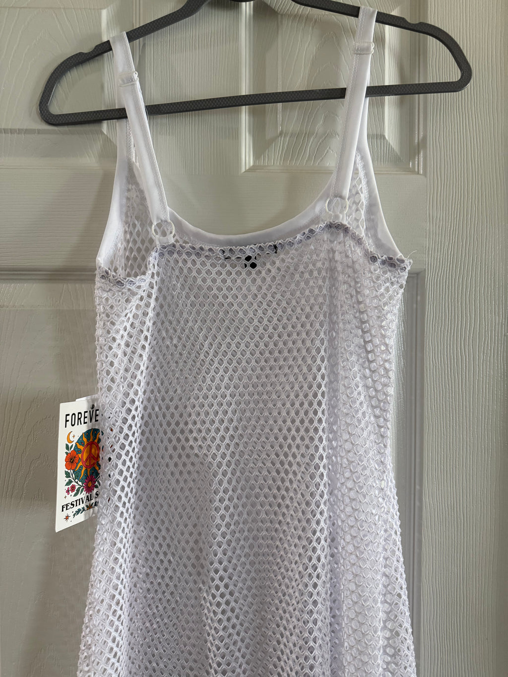 Forever 21 White Mesh Slip Maxi Dress