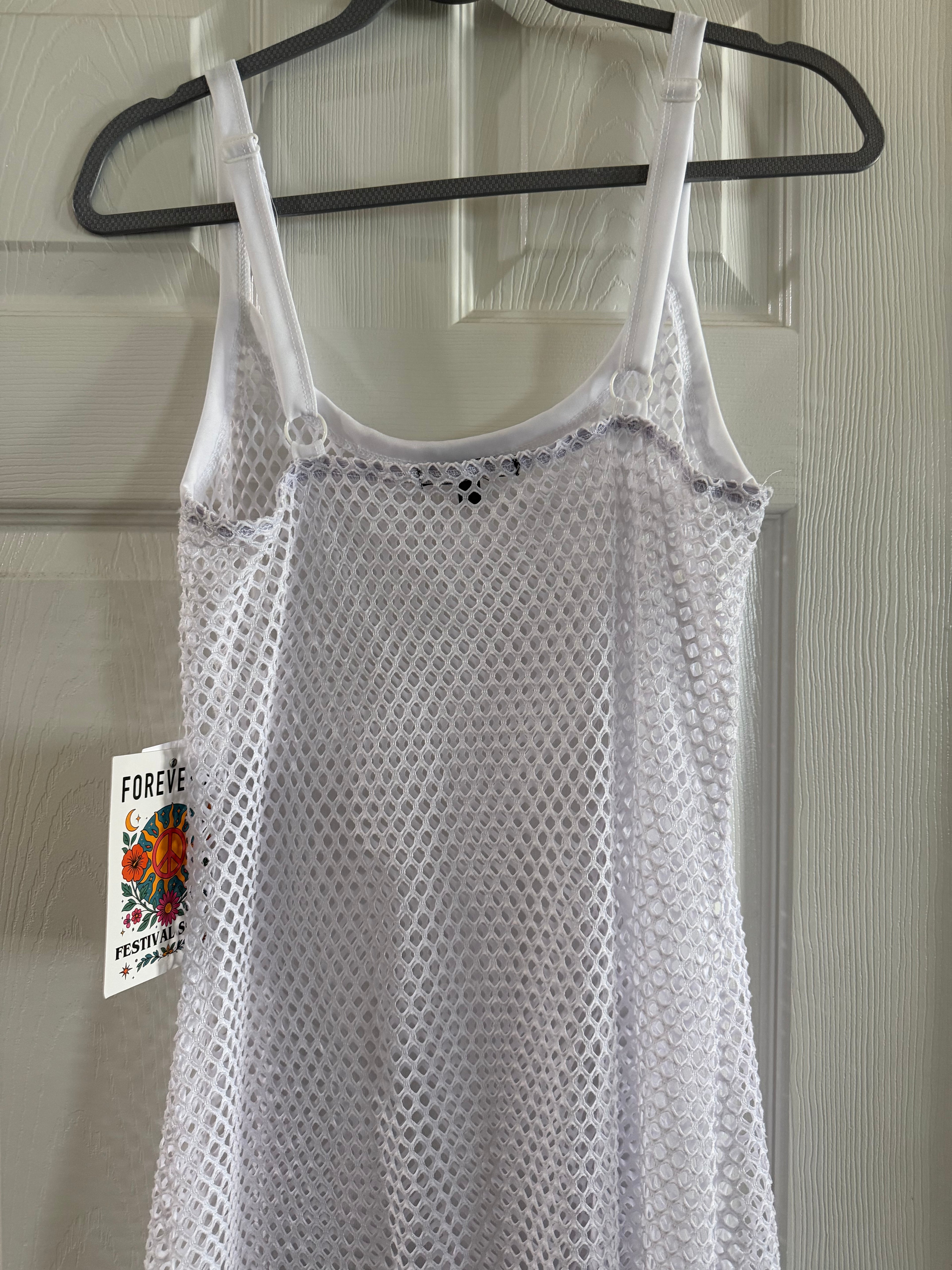 Forever 21 White Mesh Slip Maxi Dress