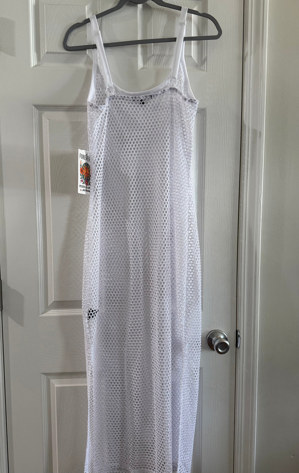 Forever 21 White Mesh Slip Maxi Dress