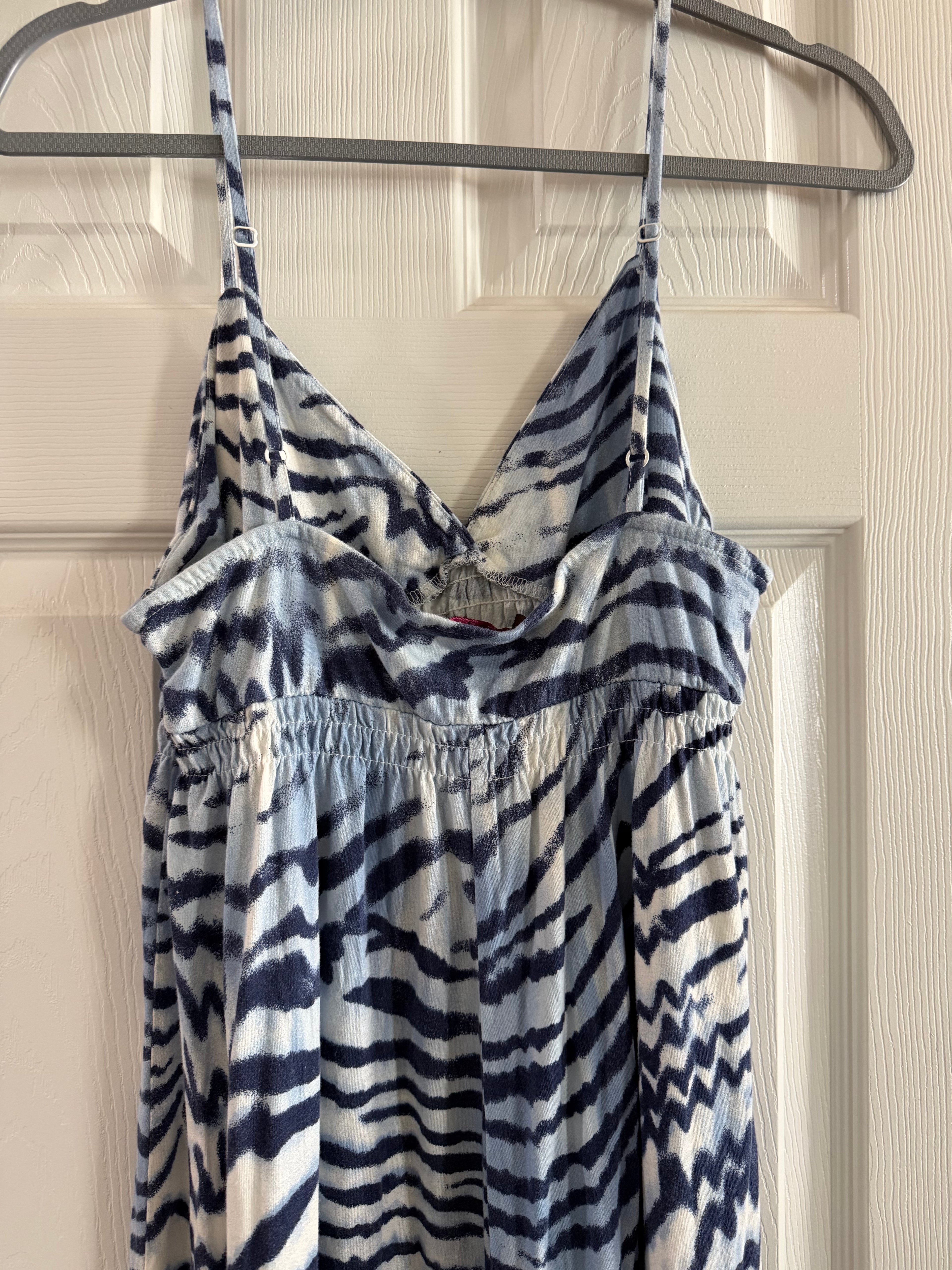 Navy and White Zebra-Print Maxi Dress
