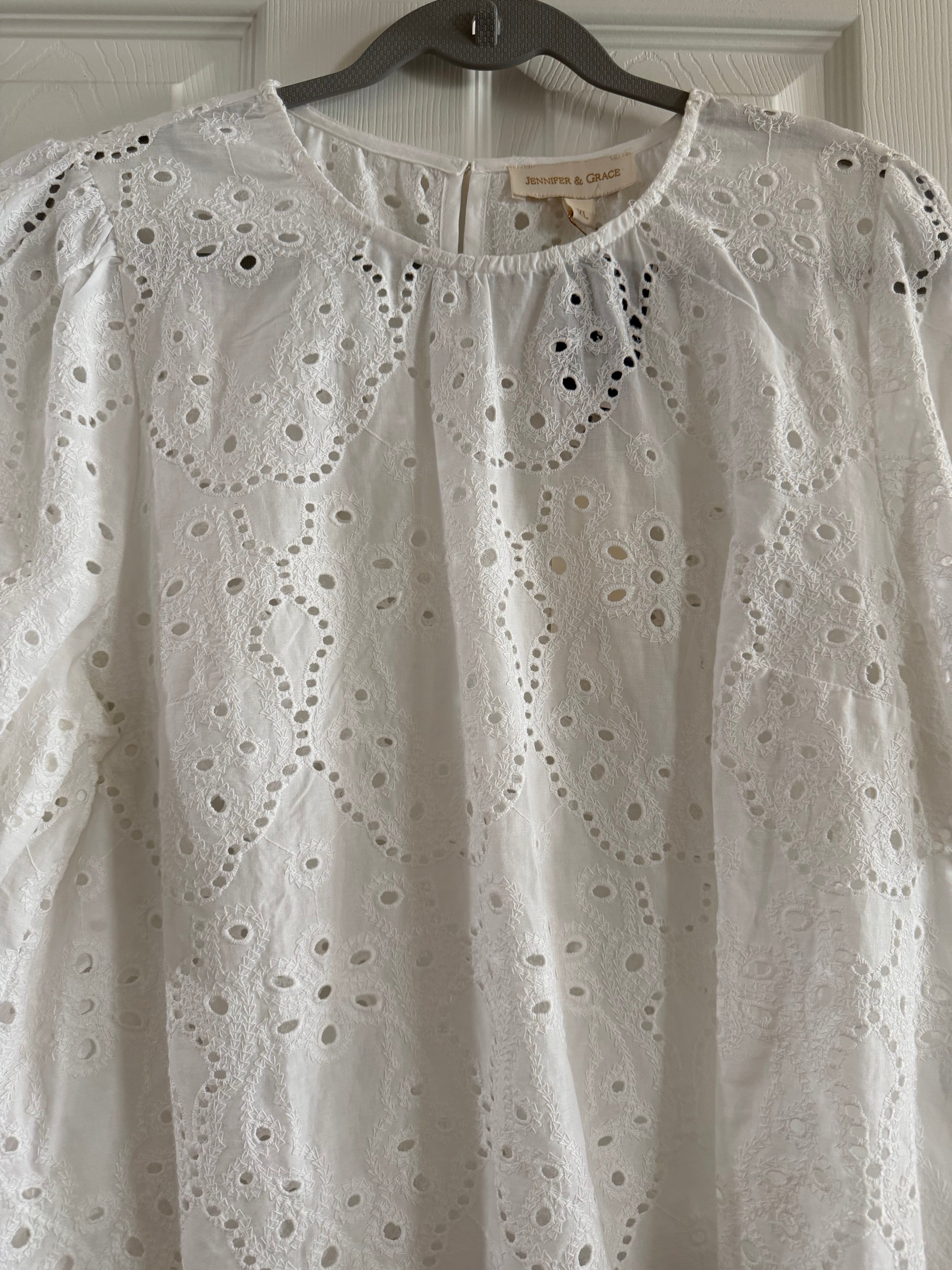 Broderie Eyelet White Short Sleeve Blouse