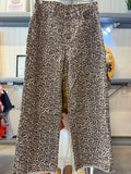 Leopard Print Wide Leg Pants - Taupe & Black