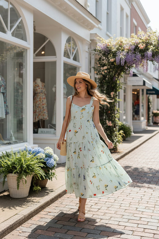Umgee Mint Green Floral Tiered Sundress