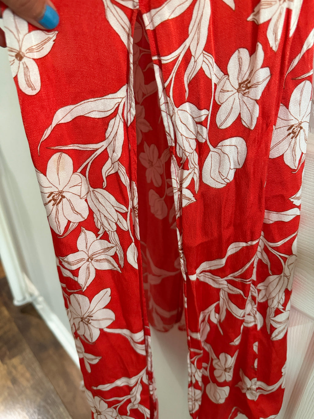 Zara Red Floral Maxi Sundress with White Flower Print