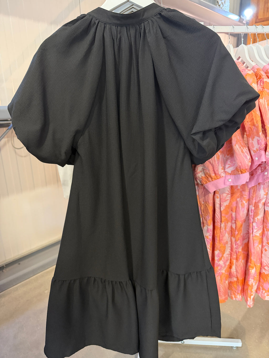 Umgee Black Tunic Dress with Multicolor Floral Embroidery