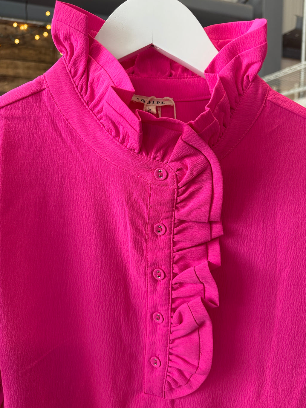 Jodifl Hot Pink Midi Dress with White Lace Hem