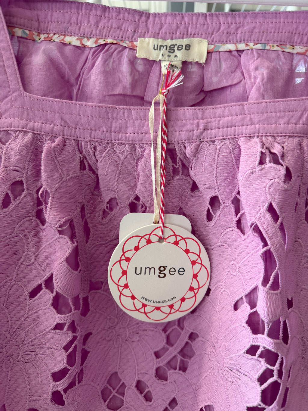 Umgee Lavender Floral Cutout Lace Top