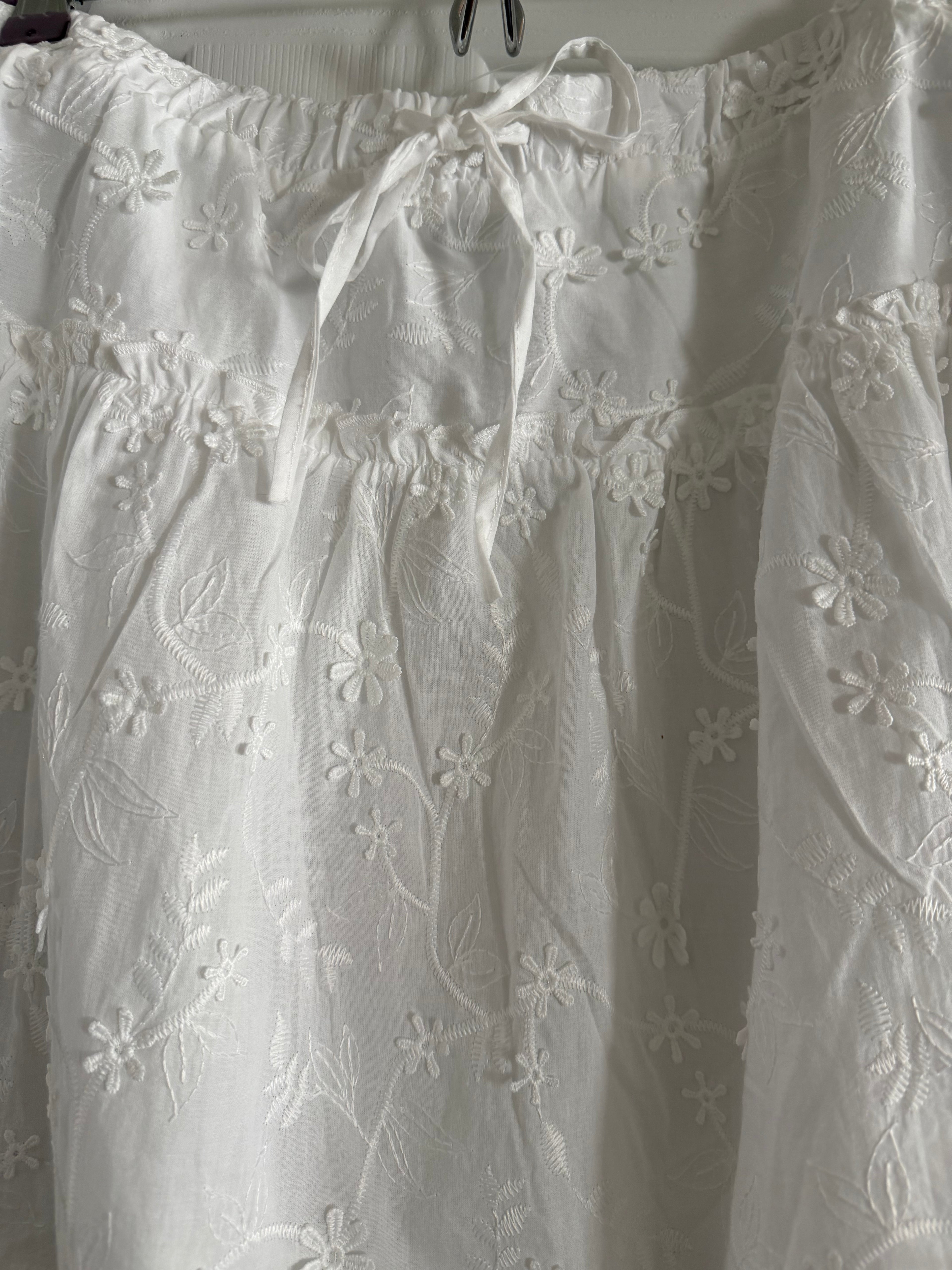 White Floral Eyelet Mini Skirt