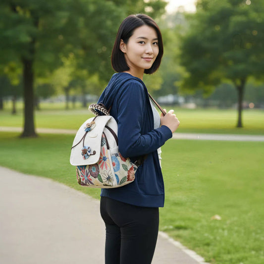 Vintage Embroidered Floral Canvas Backpack