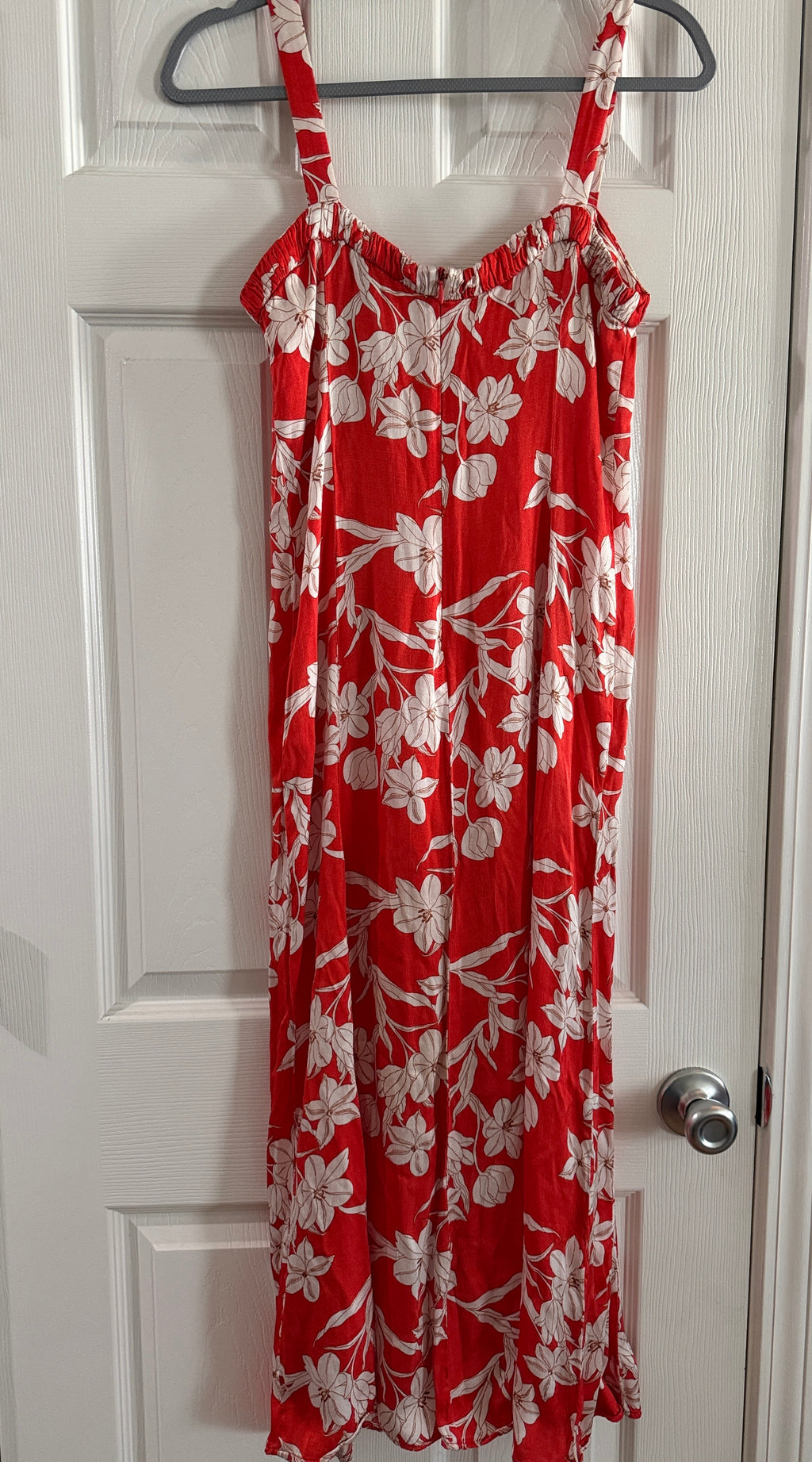 Zara Red Floral Maxi Sundress with White Flower Print