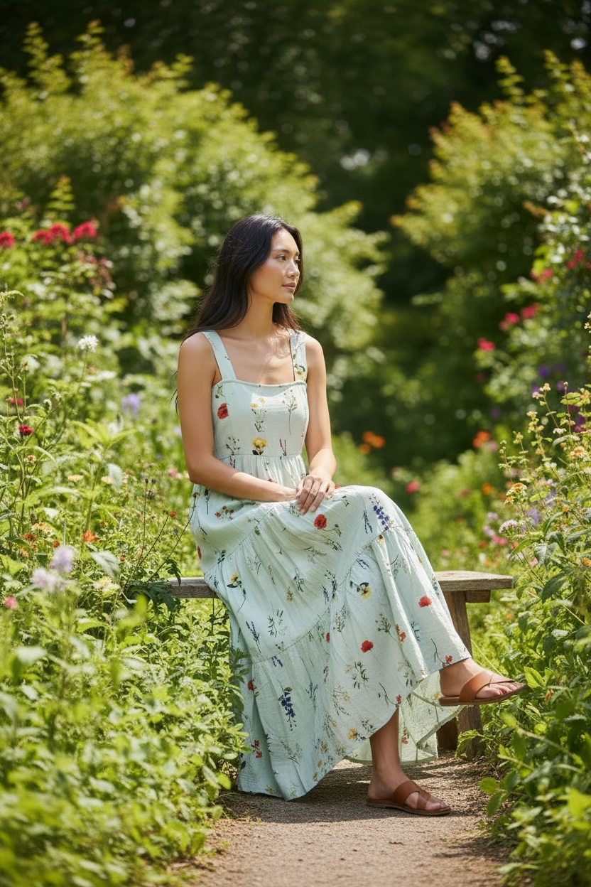 Umgee Mint Green Floral Tiered Sundress