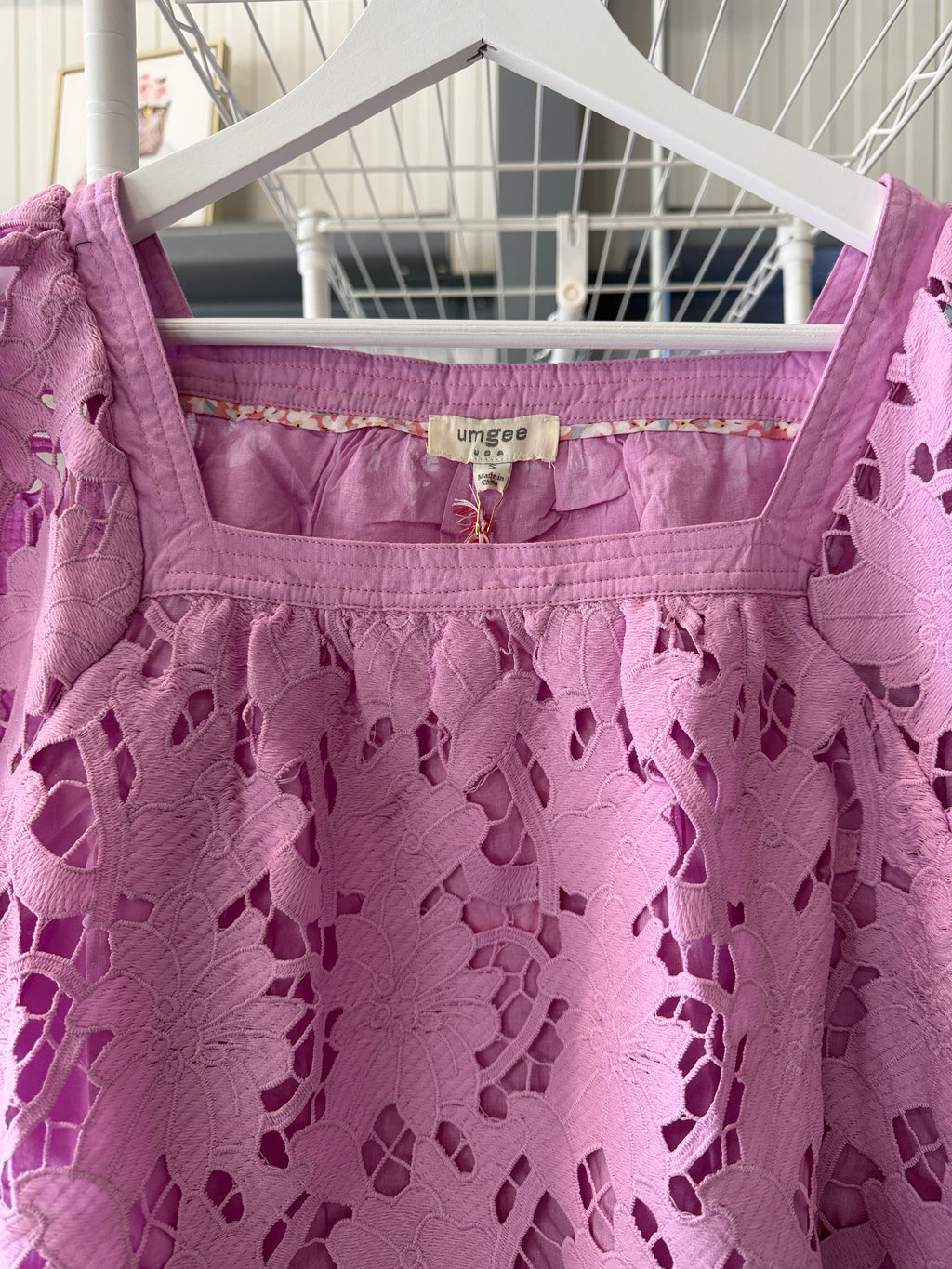 Umgee Lavender Floral Cutout Lace Top