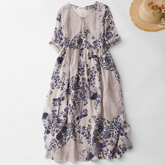 Women's Kimono Dress Floral Loose Retro