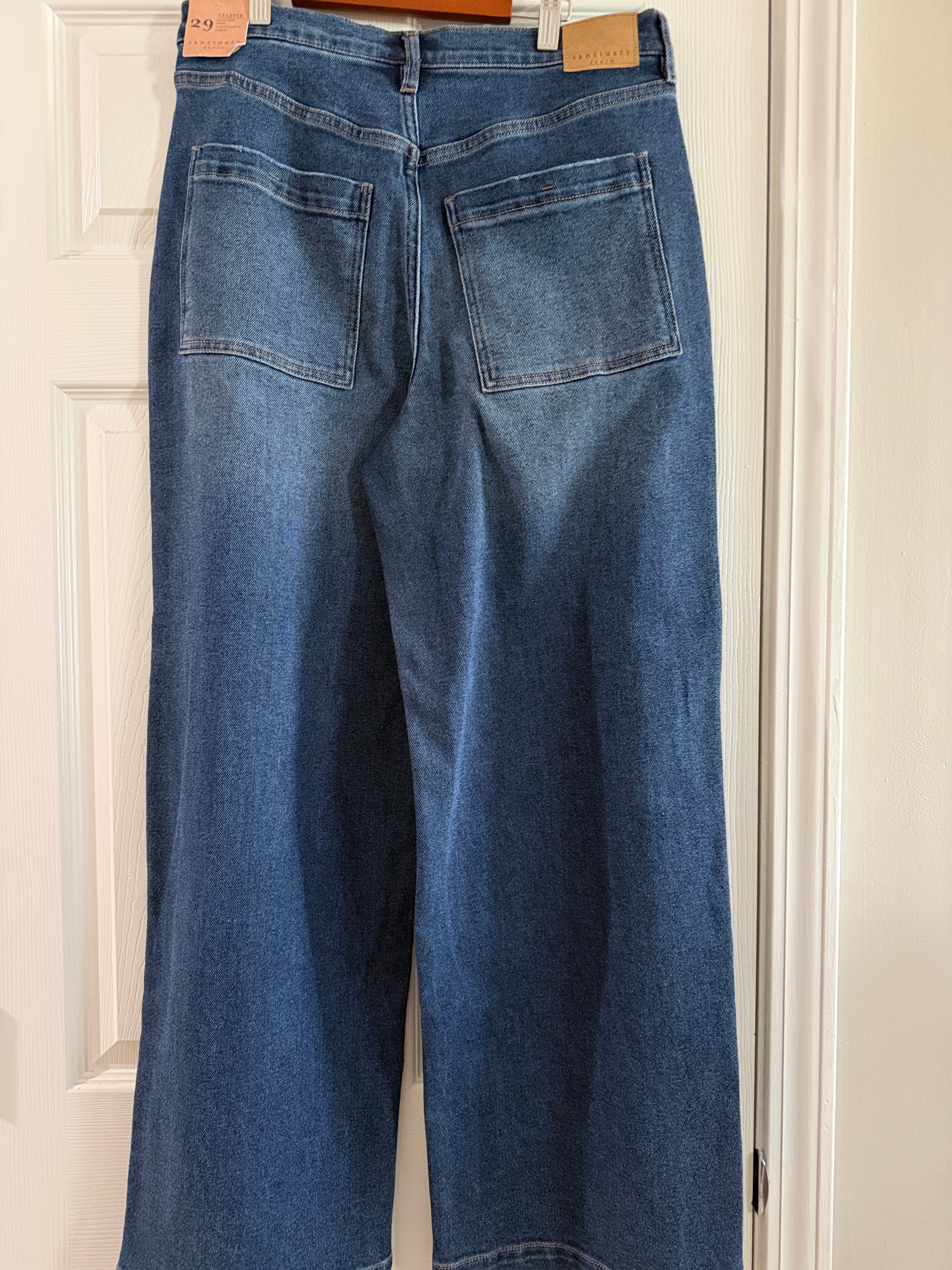 Sanctuary Wide-Leg Jeans in Dark Blue Wash
