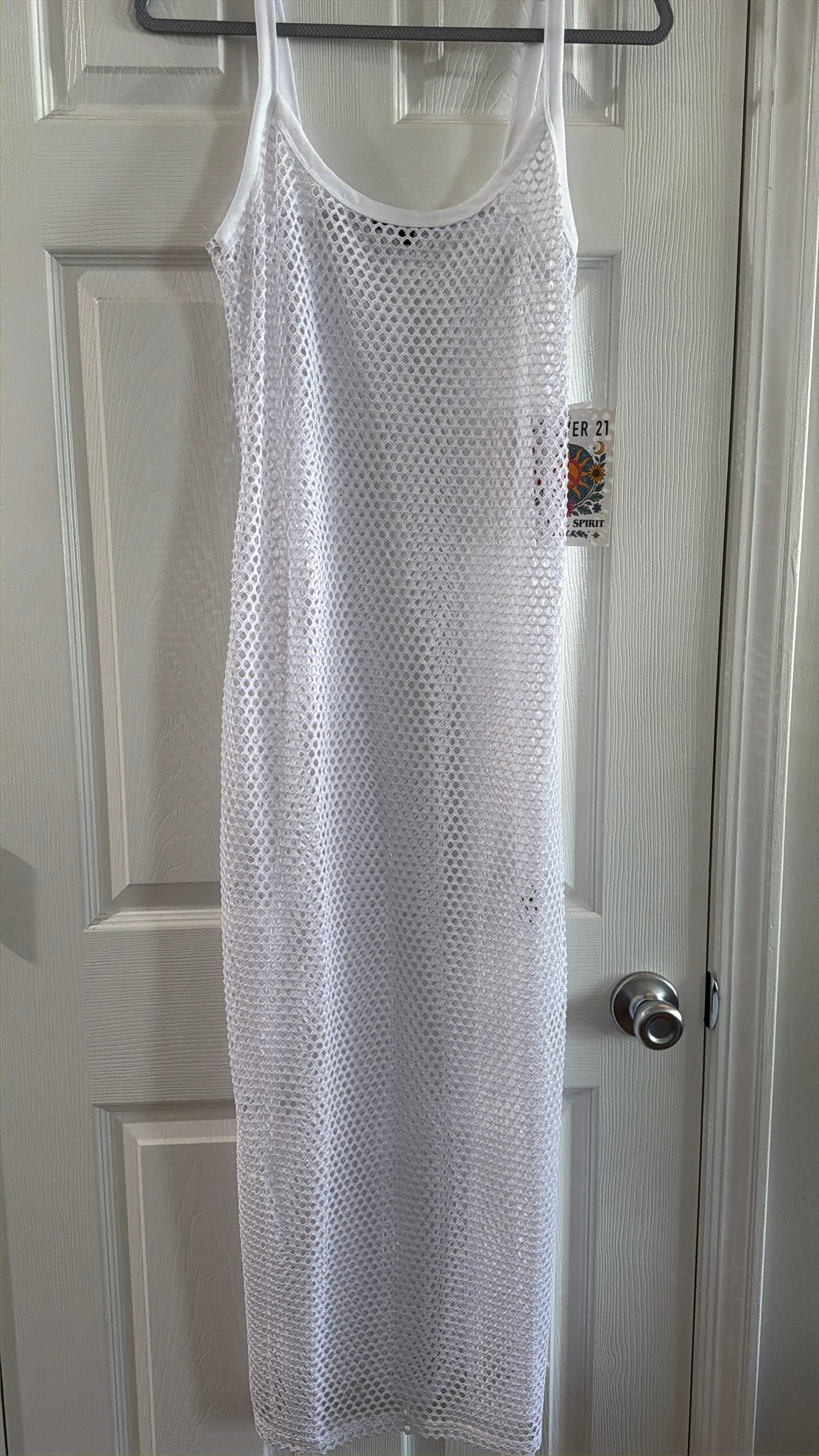 Forever 21 White Mesh Slip Maxi Dress
