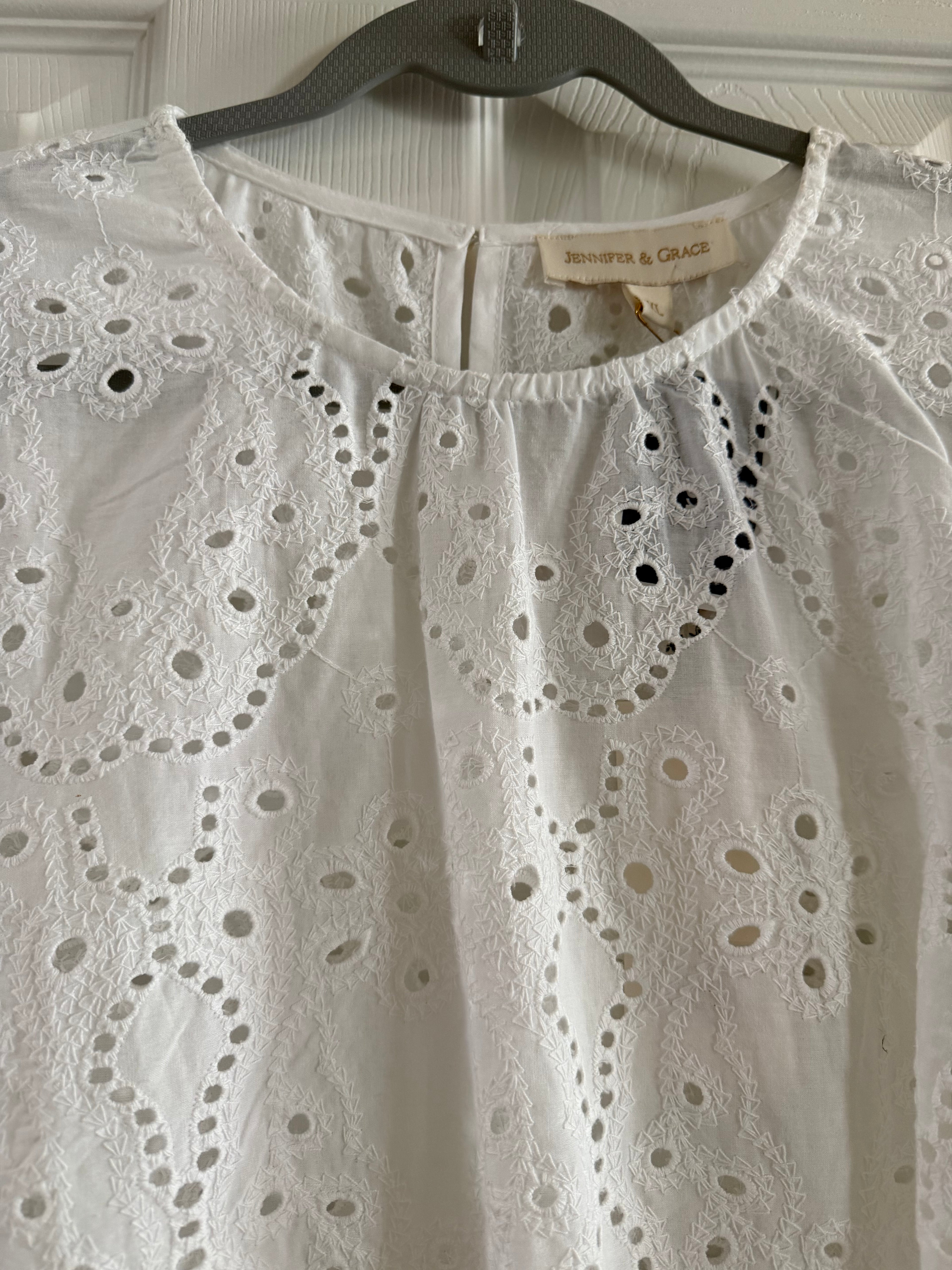 Broderie Eyelet White Short Sleeve Blouse
