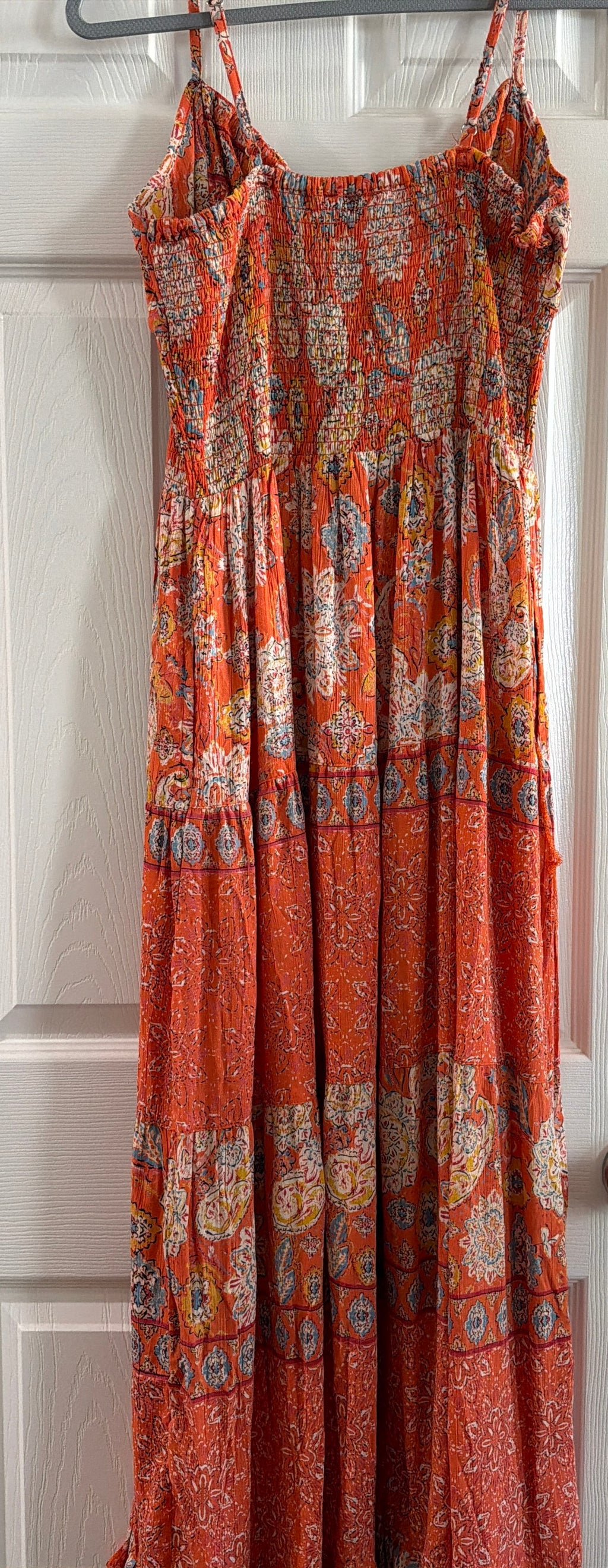 Orange Paisley Tiered Maxi Dress