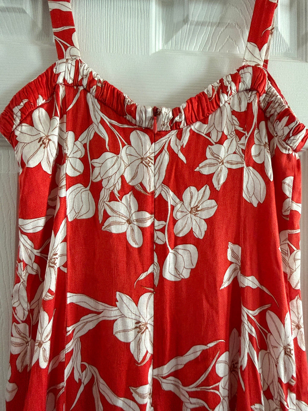 Zara Red Floral Maxi Sundress with White Flower Print