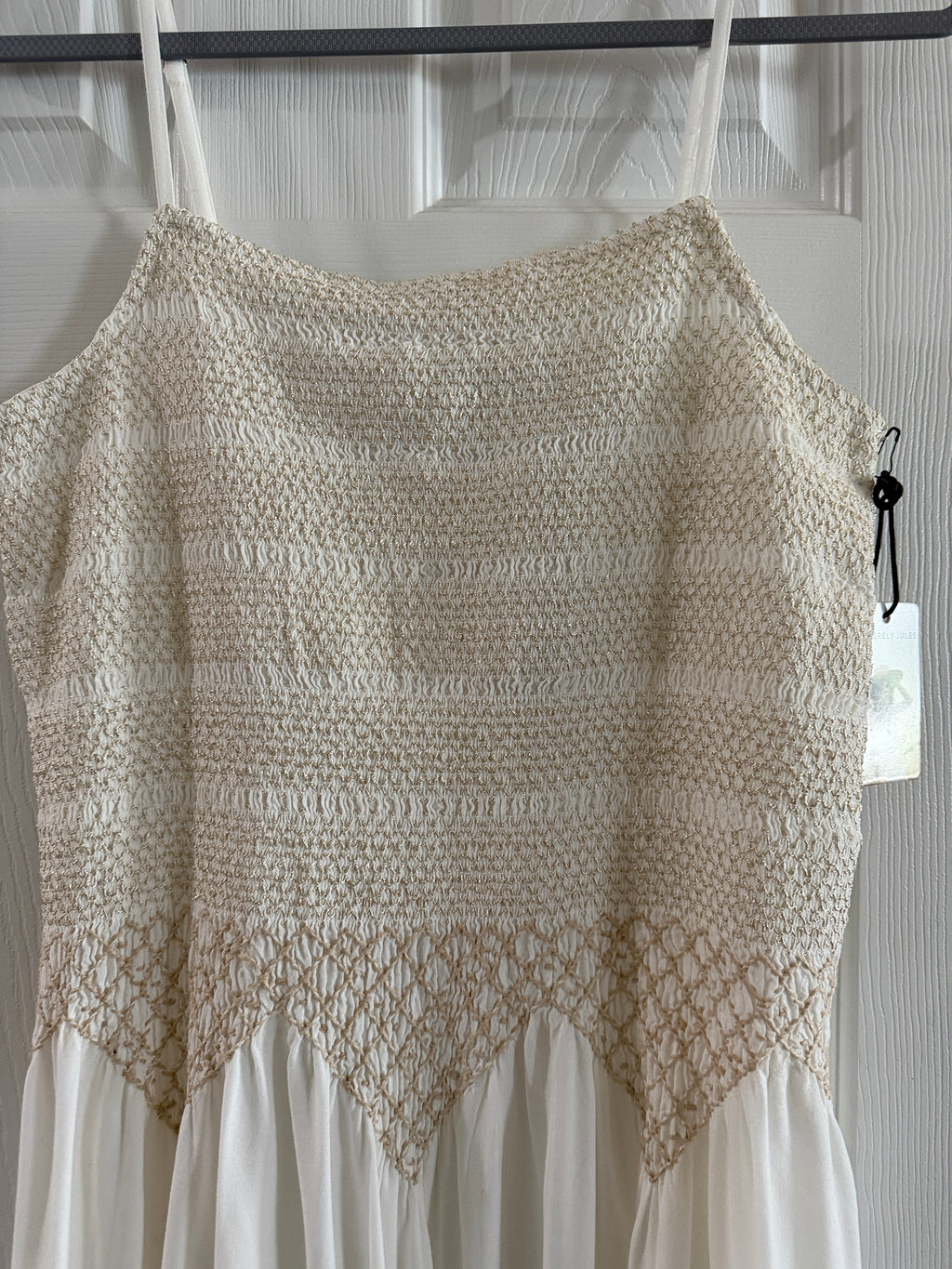 Sincerely Jules Cream Crochet Top Midi Dress