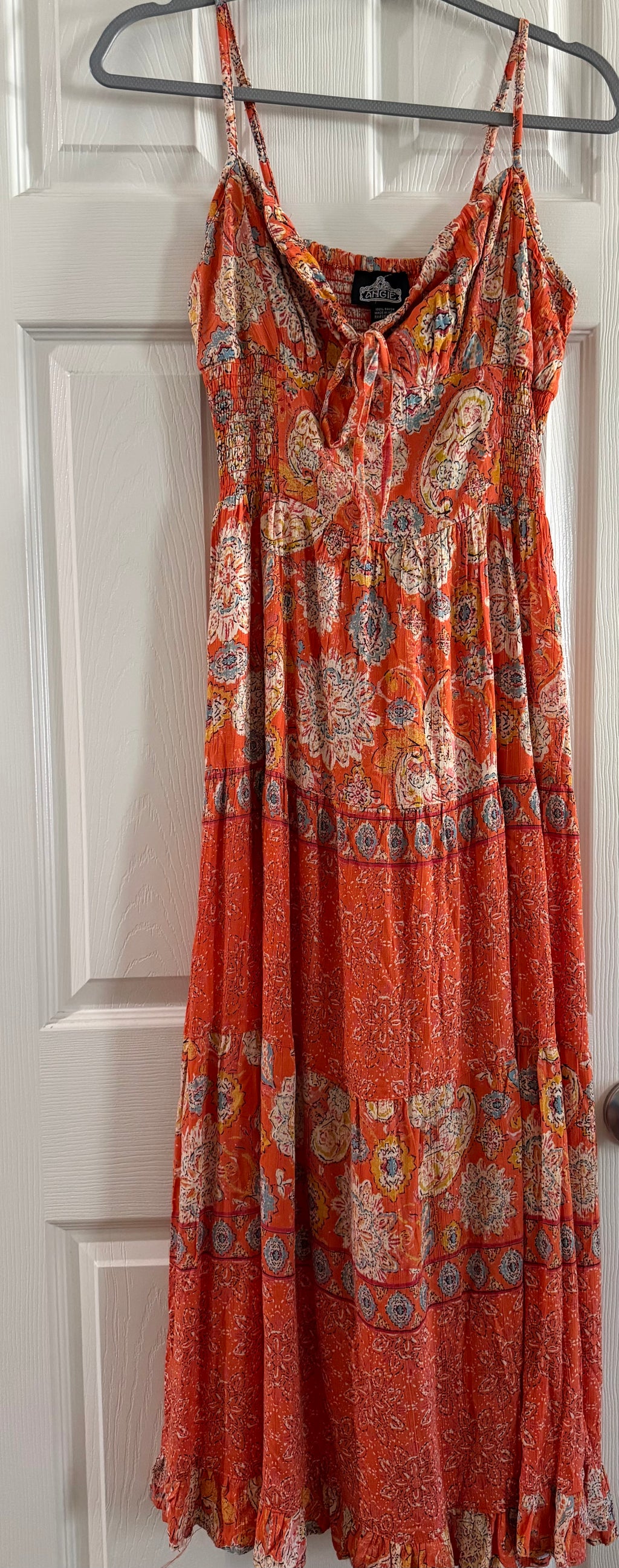 Orange Paisley Tiered Maxi Dress