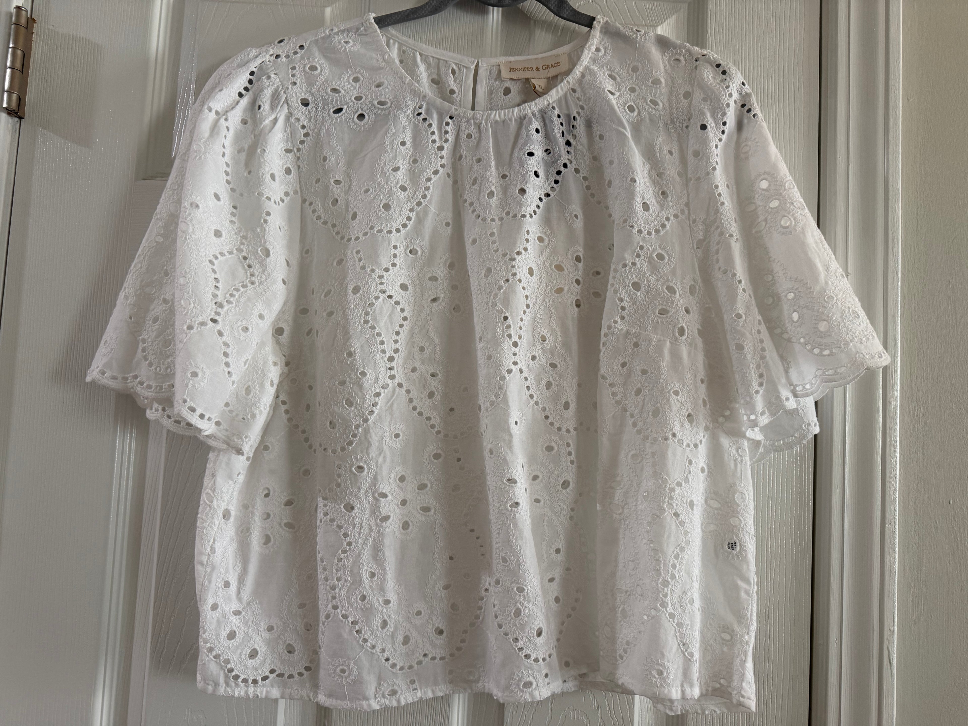 Broderie Eyelet White Short Sleeve Blouse