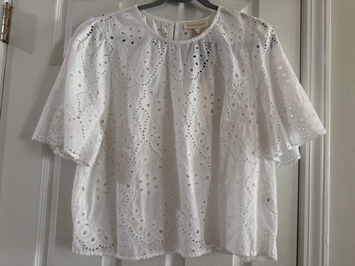 Broderie Eyelet White Short Sleeve Blouse