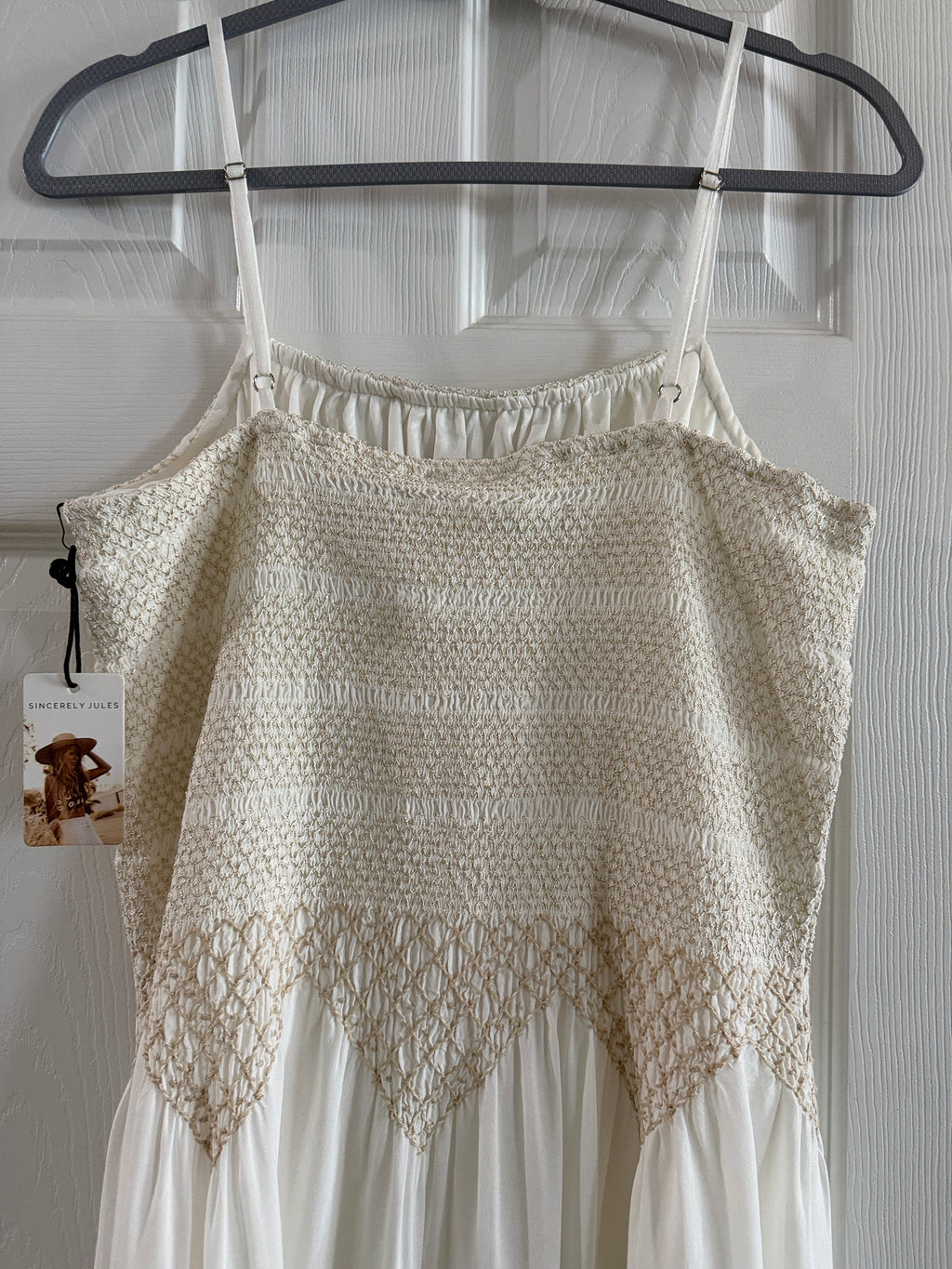 Sincerely Jules Cream Crochet Top Midi Dress
