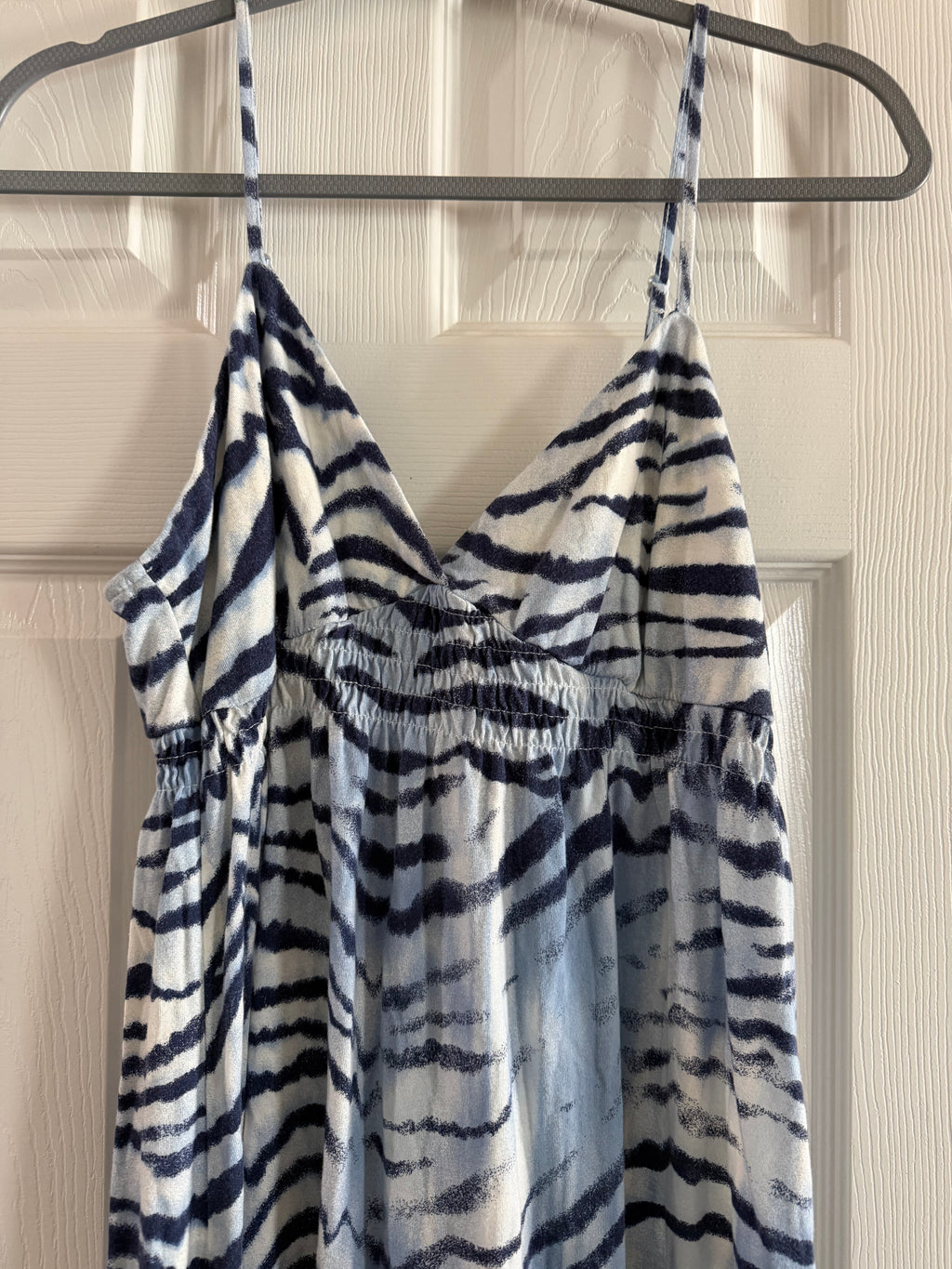 Navy and White Zebra-Print Maxi Dress