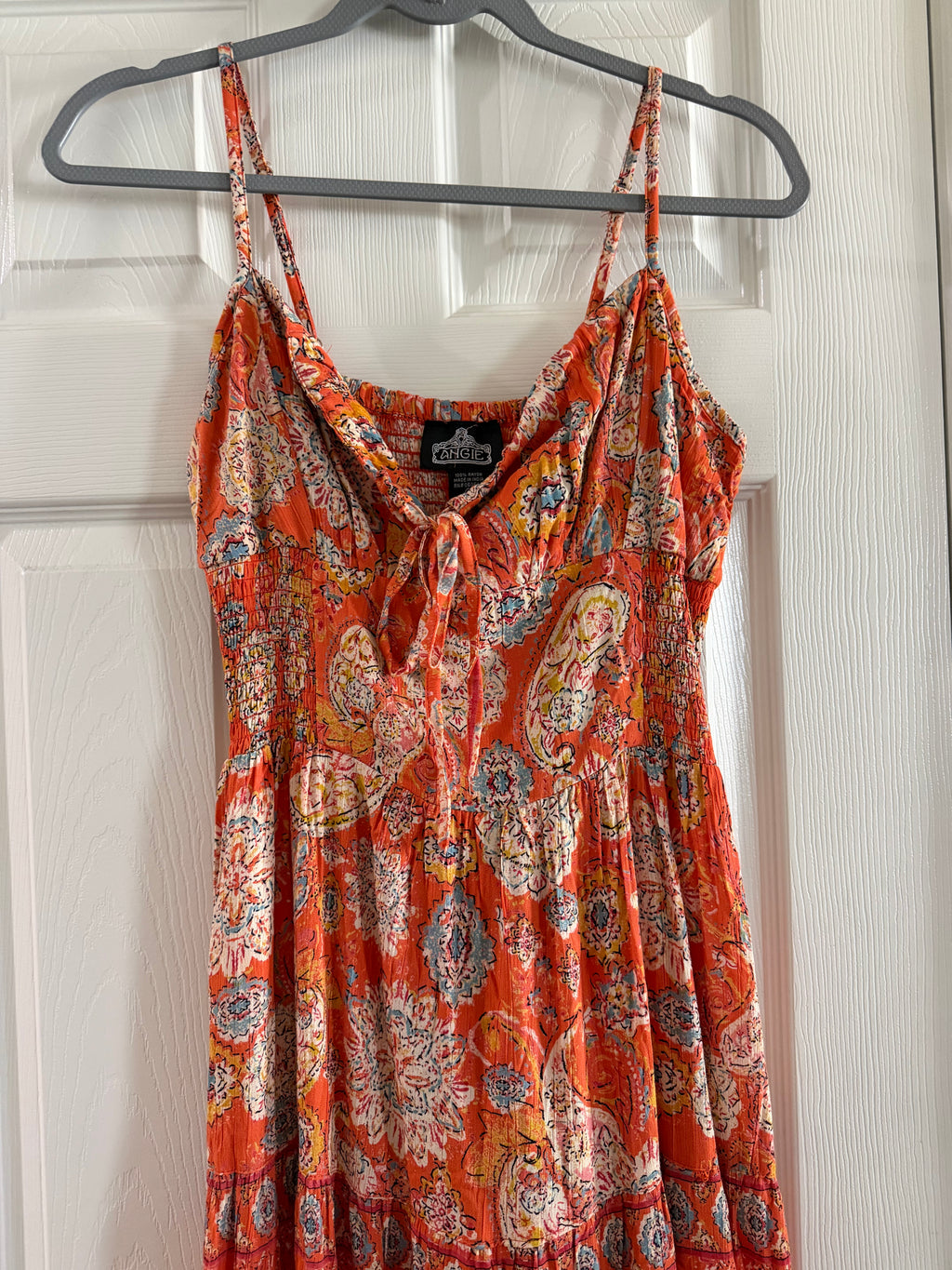Orange Paisley Tiered Maxi Dress