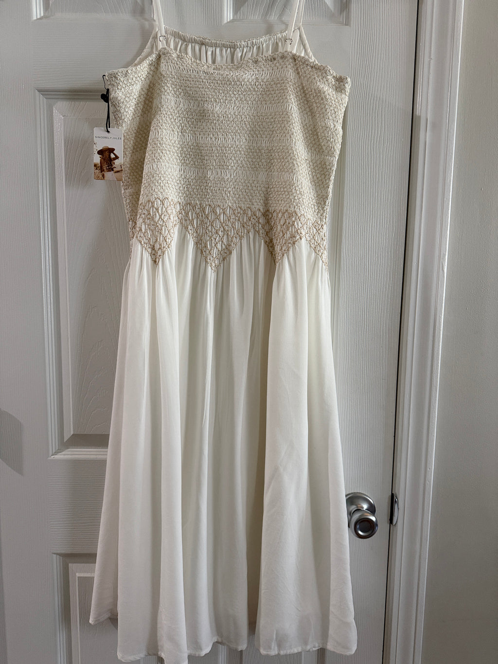 Sincerely Jules Cream Crochet Top Midi Dress