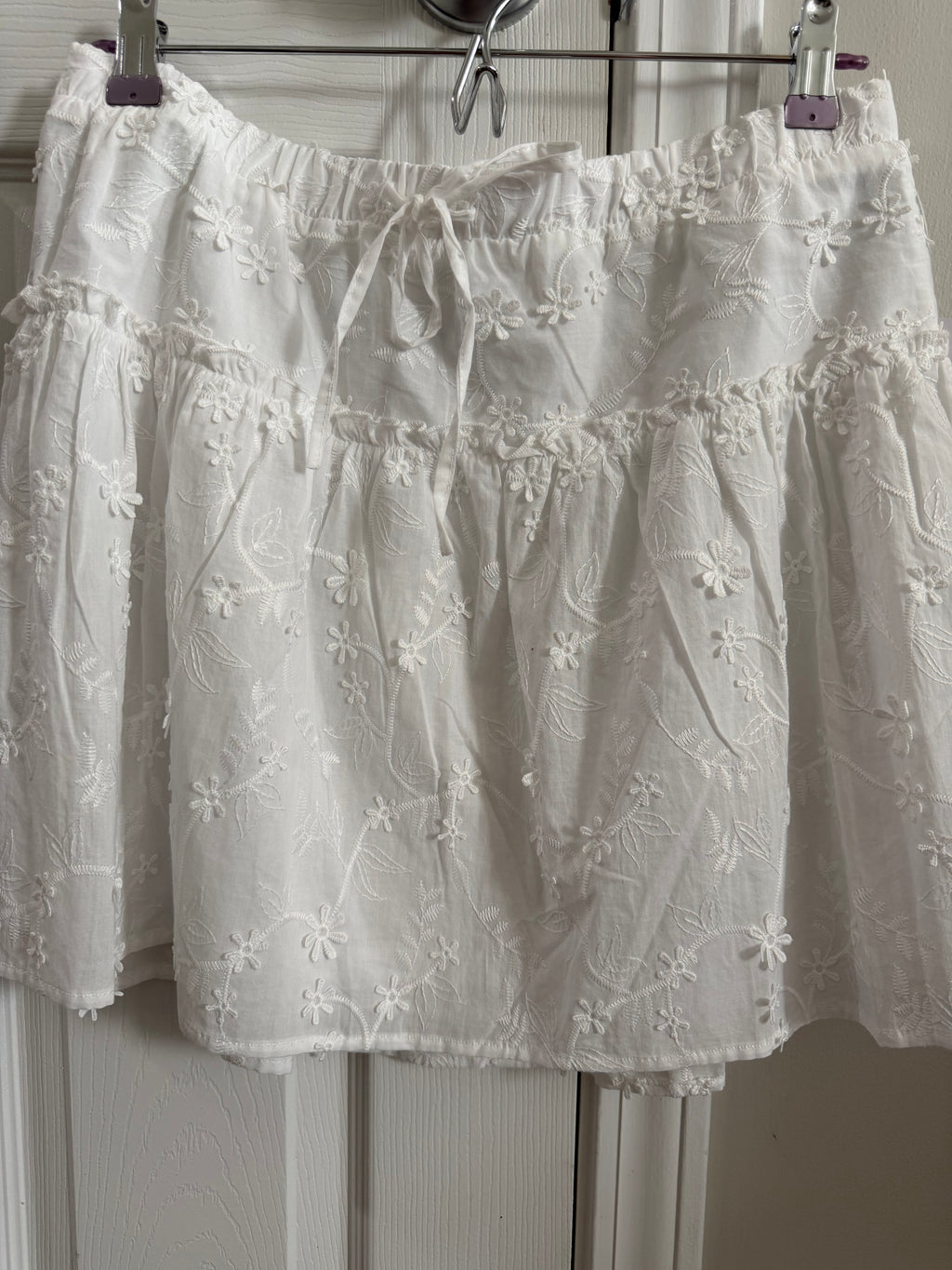 White Floral Eyelet Mini Skirt