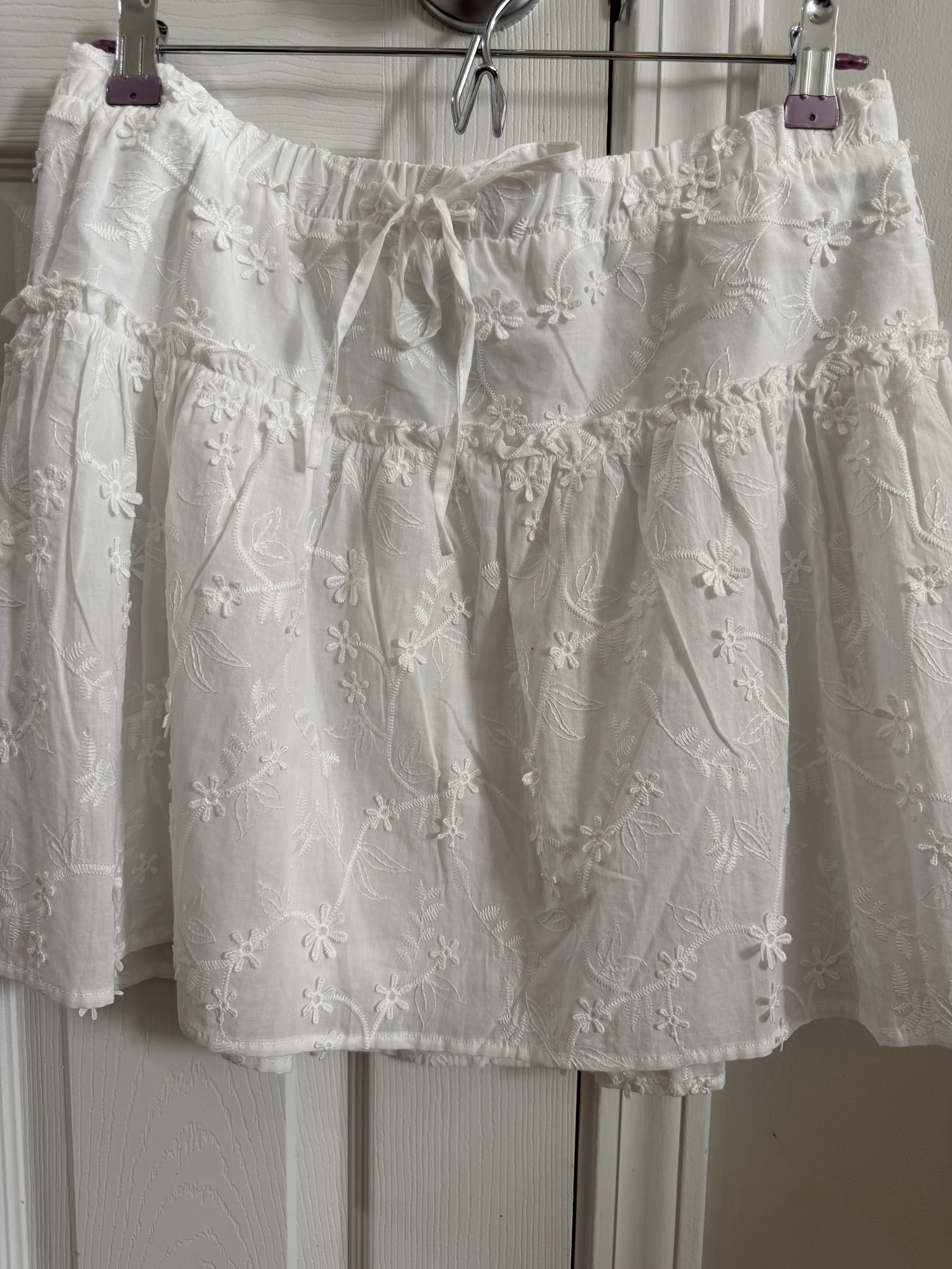 White Floral Eyelet Mini Skirt