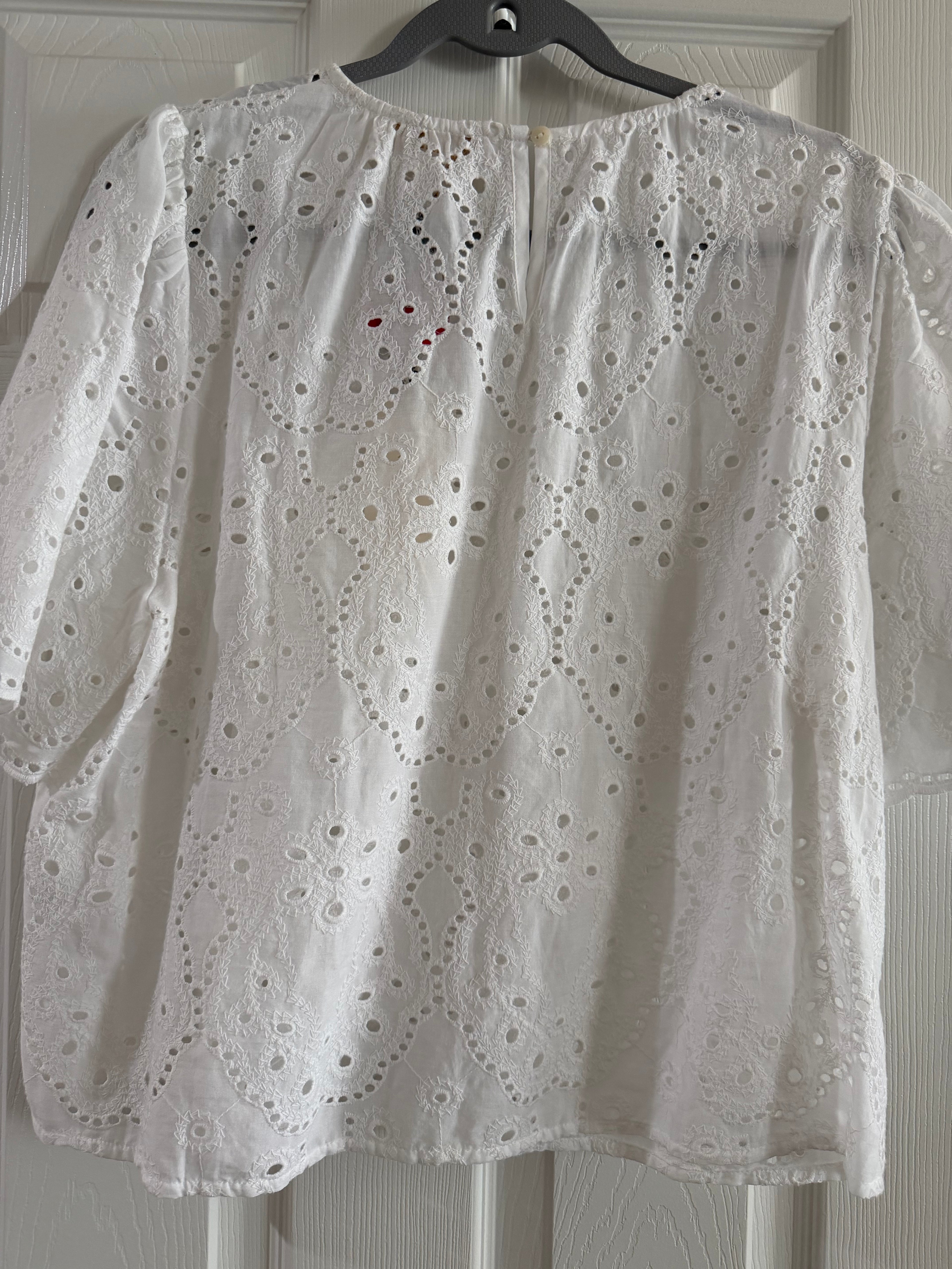 Broderie Eyelet White Short Sleeve Blouse