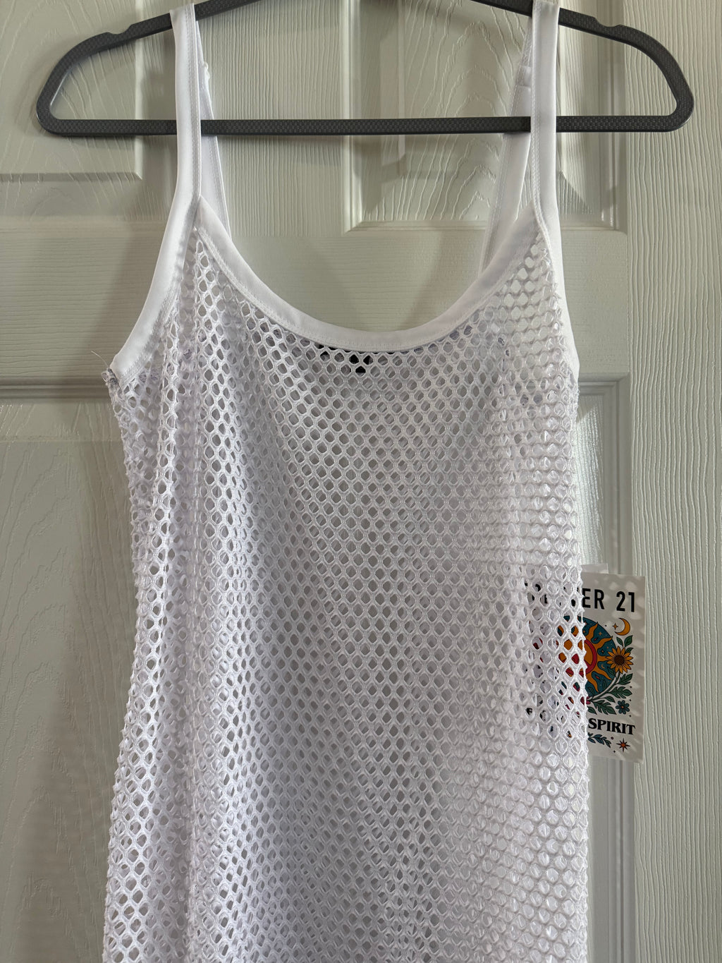 Forever 21 White Mesh Slip Maxi Dress