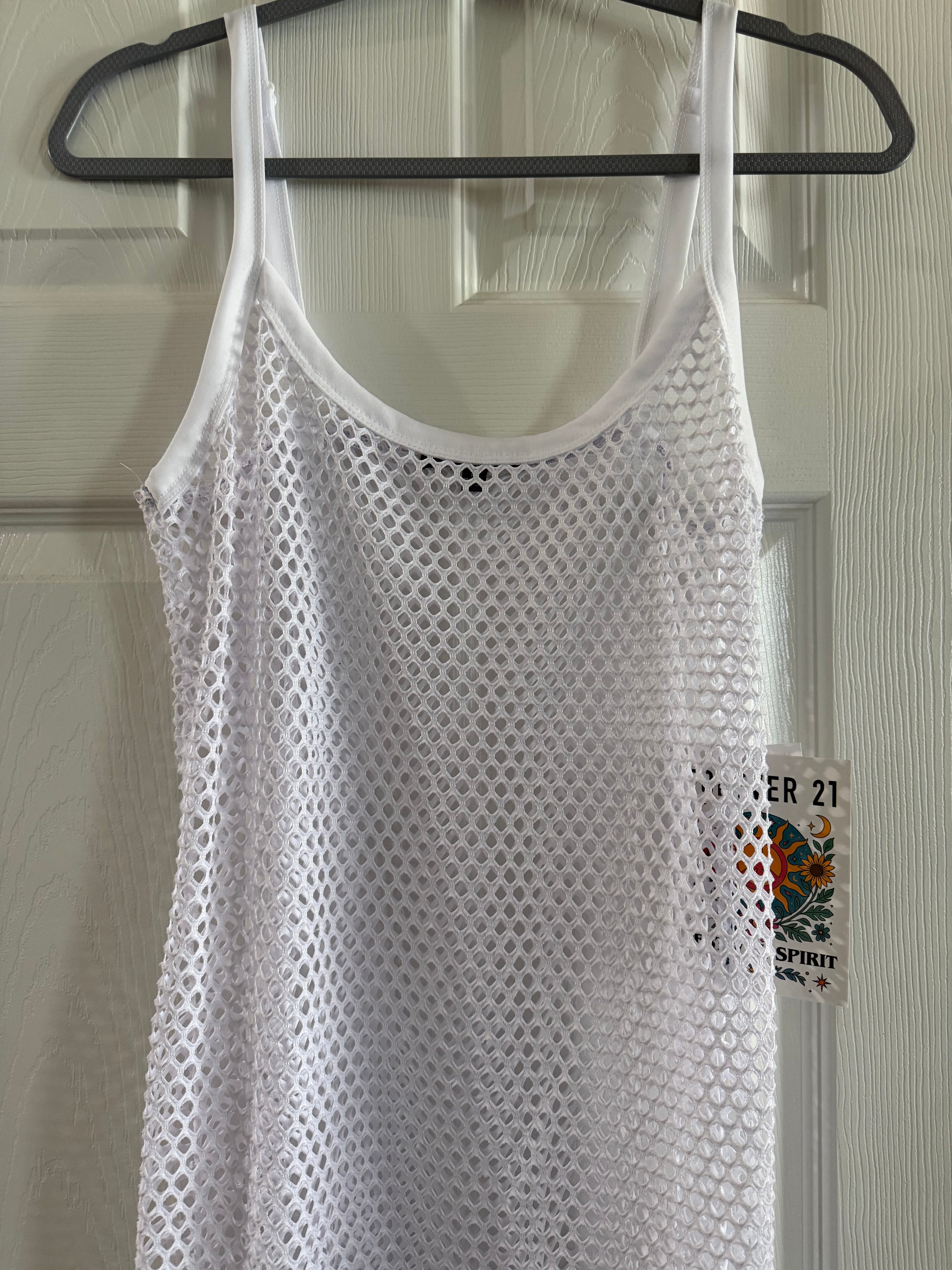 Forever 21 White Mesh Slip Maxi Dress