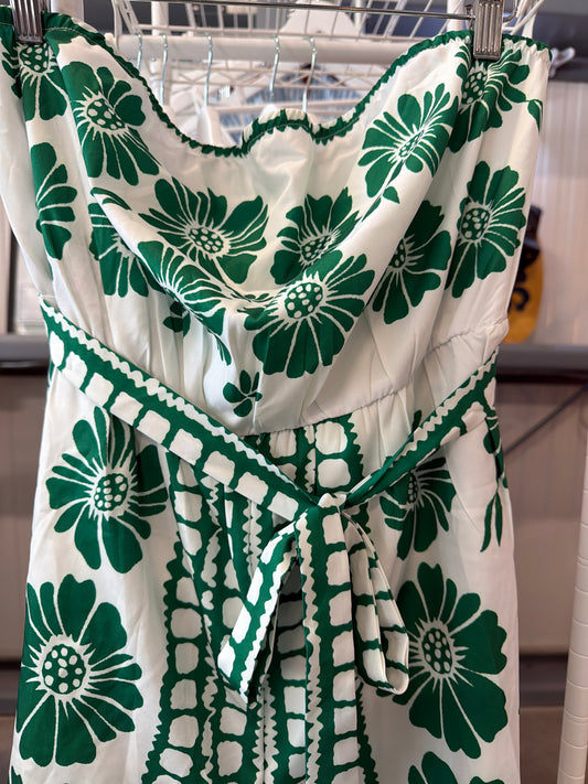 Green and White Romper