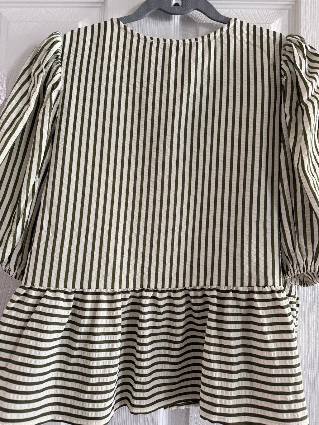 Marc New York Andrew Marc Cream Striped Tie-Front Peplum Top
