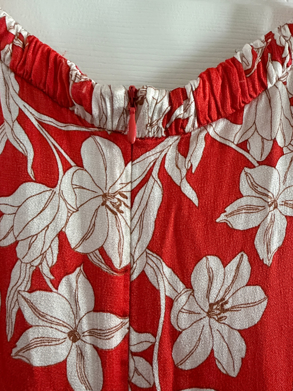 Zara Red Floral Maxi Sundress with White Flower Print