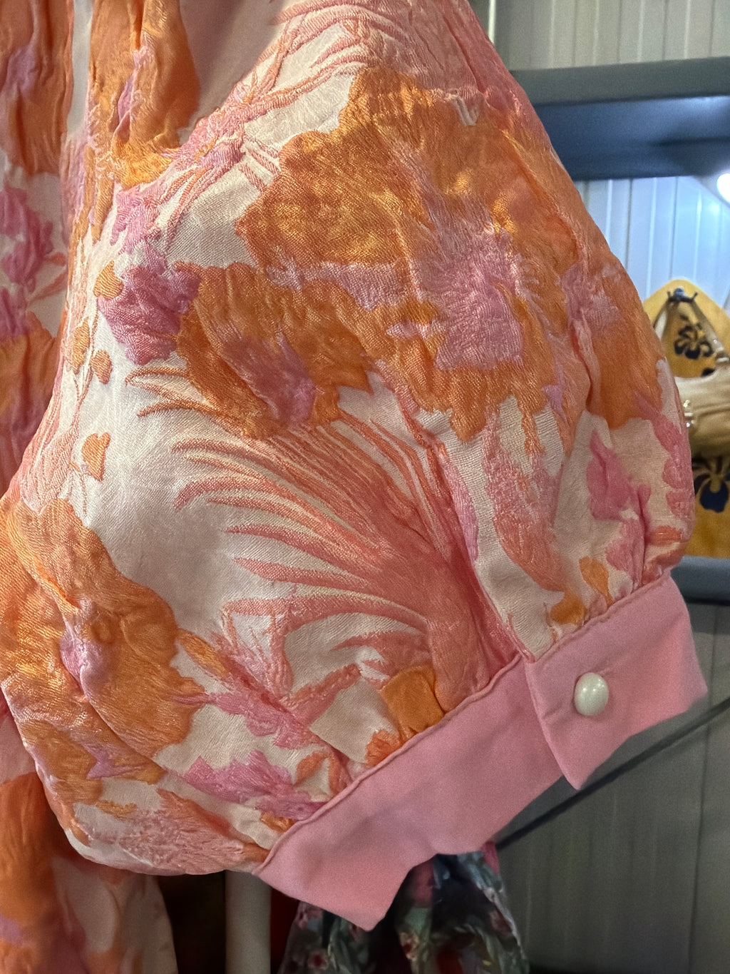 JODIFL Pink and Orange Floral Puff Sleeve Tunic Dress