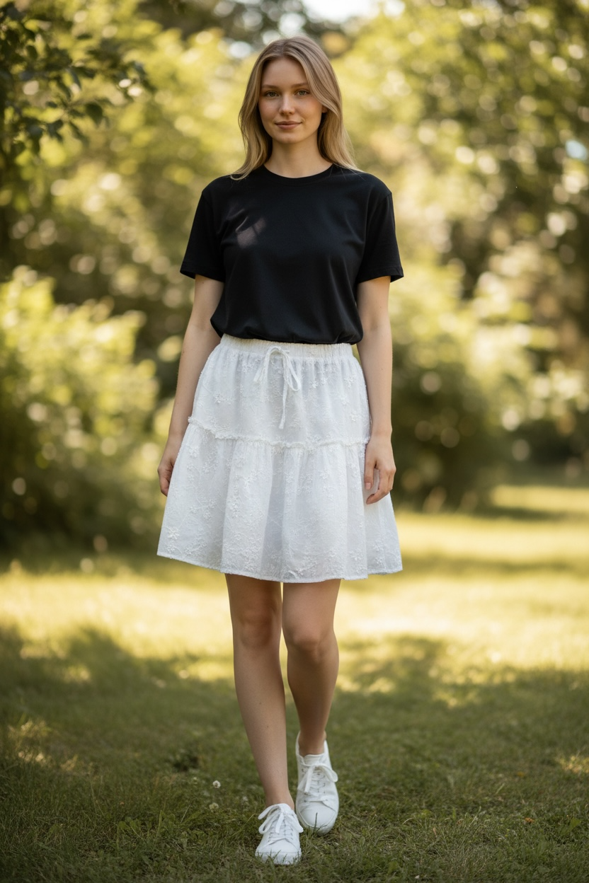 White Floral Eyelet Mini Skirt
