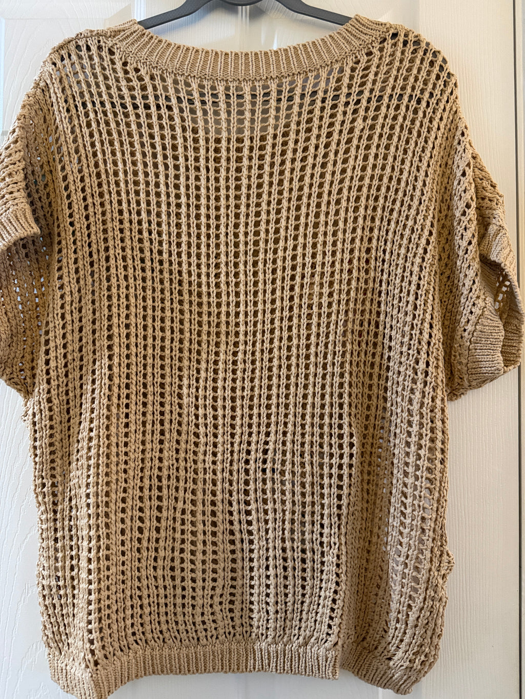 Beige Crochet Flower Appliqué Sweater Top