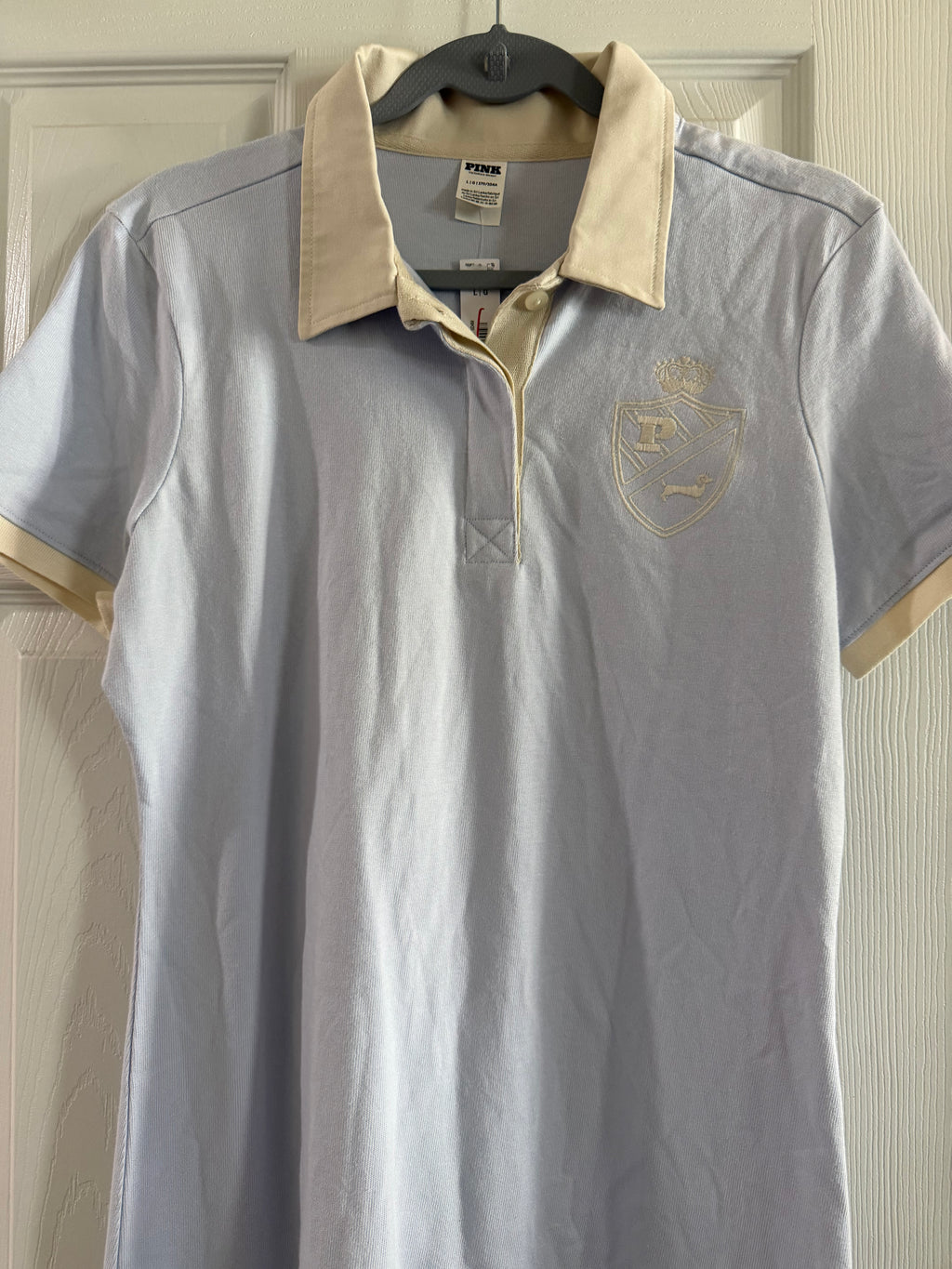 Pink Victoria’s Secret Light Blue Polo Dress with Cream Trim