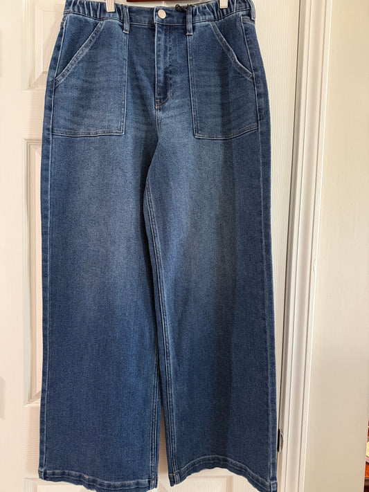 Sanctuary Wide-Leg Jeans in Dark Blue Wash